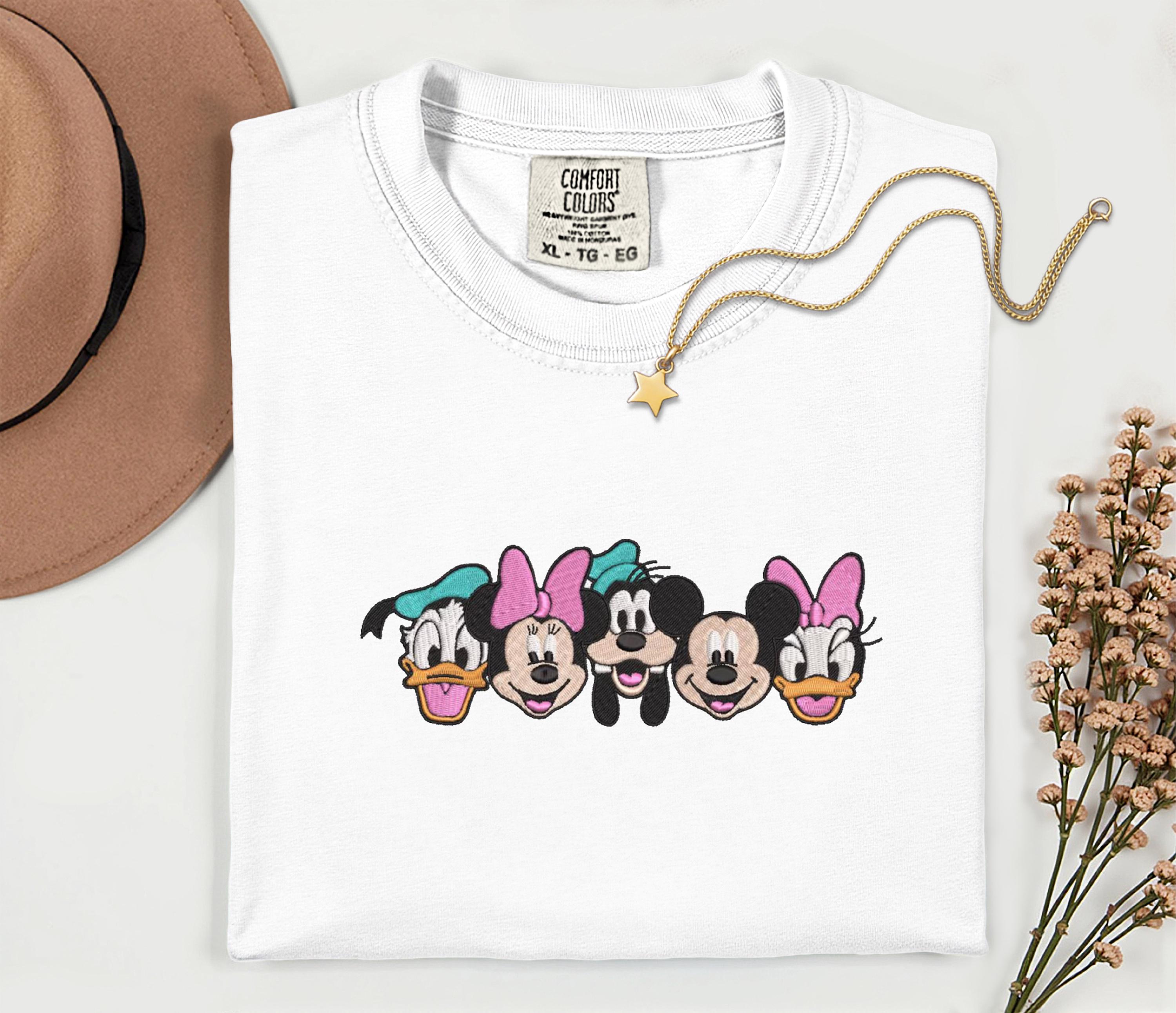 Embroidered Disney Characters Comfort Colors Shirt With Mickey And Friends – Womens Disney Vacation Family Matching Tee - photo 3