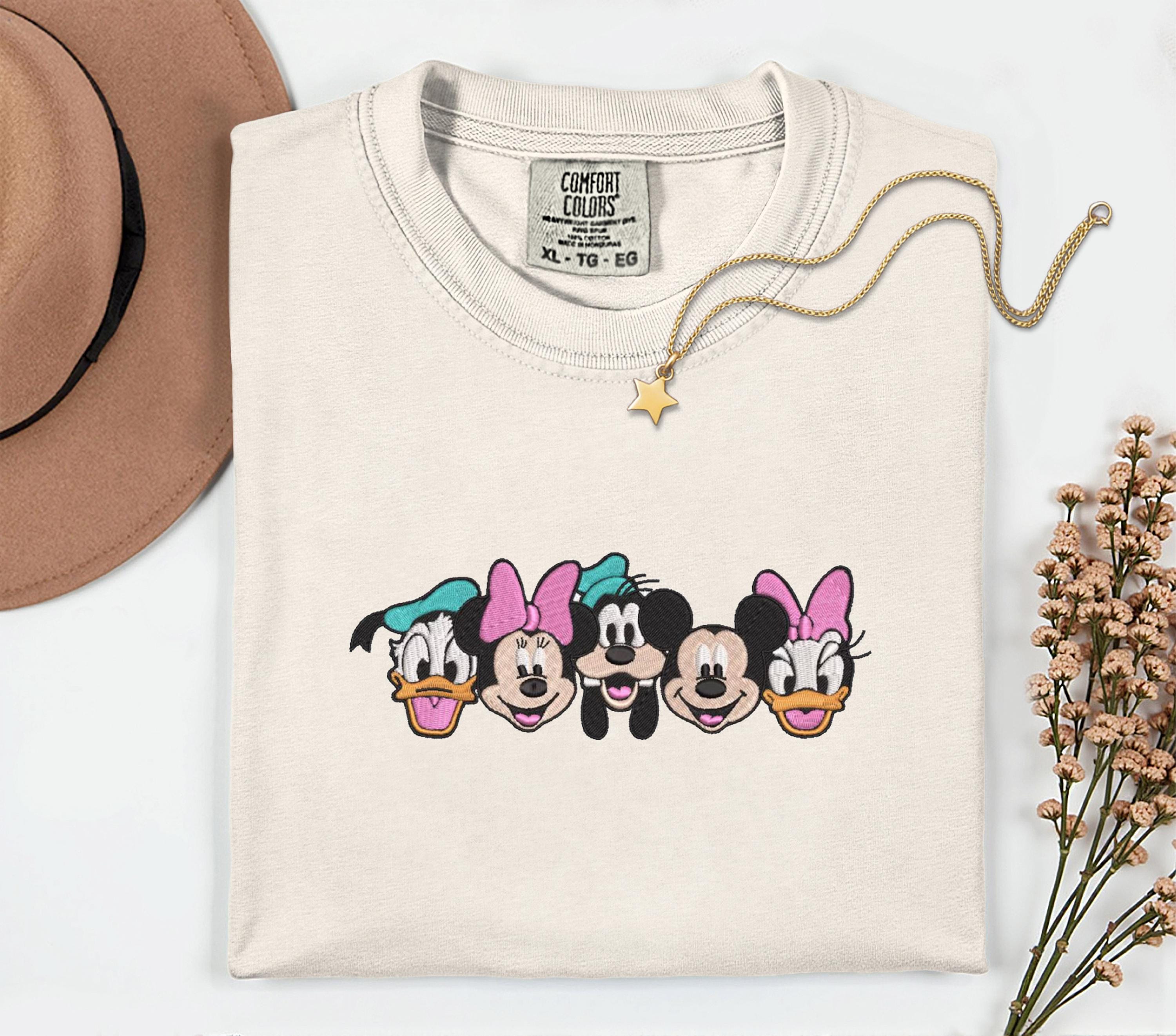 Embroidered Disney Characters Comfort Colors Shirt With Mickey And Friends – Womens Disney Vacation Family Matching Tee - photo 4