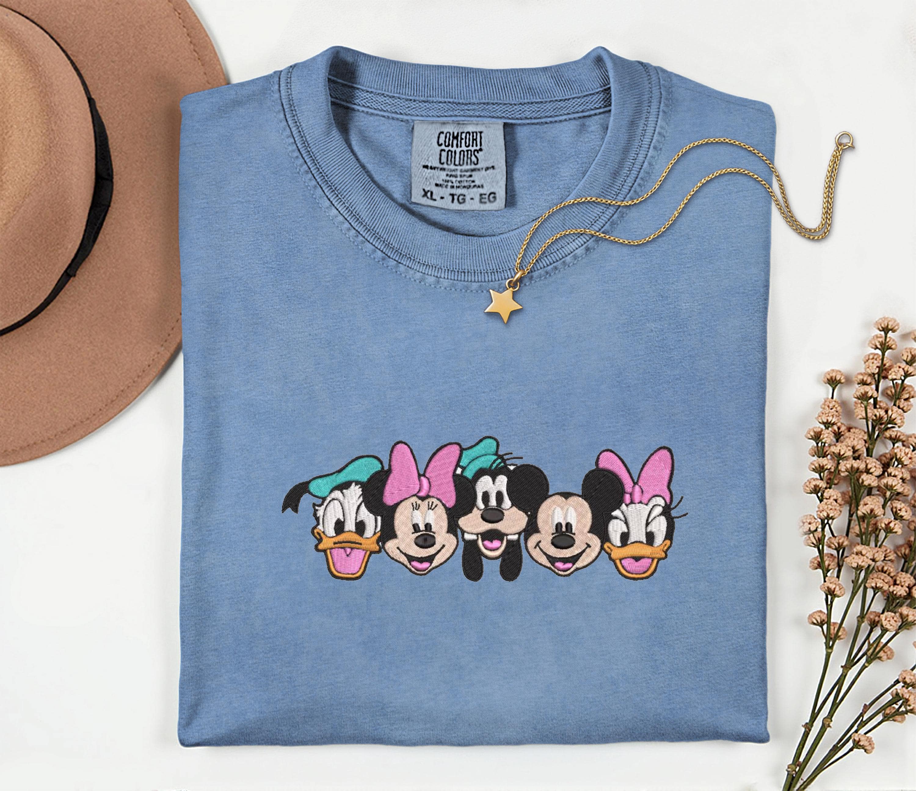 Embroidered Disney Characters Comfort Colors Shirt With Mickey And Friends – Womens Disney Vacation Family Matching Tee - photo 5