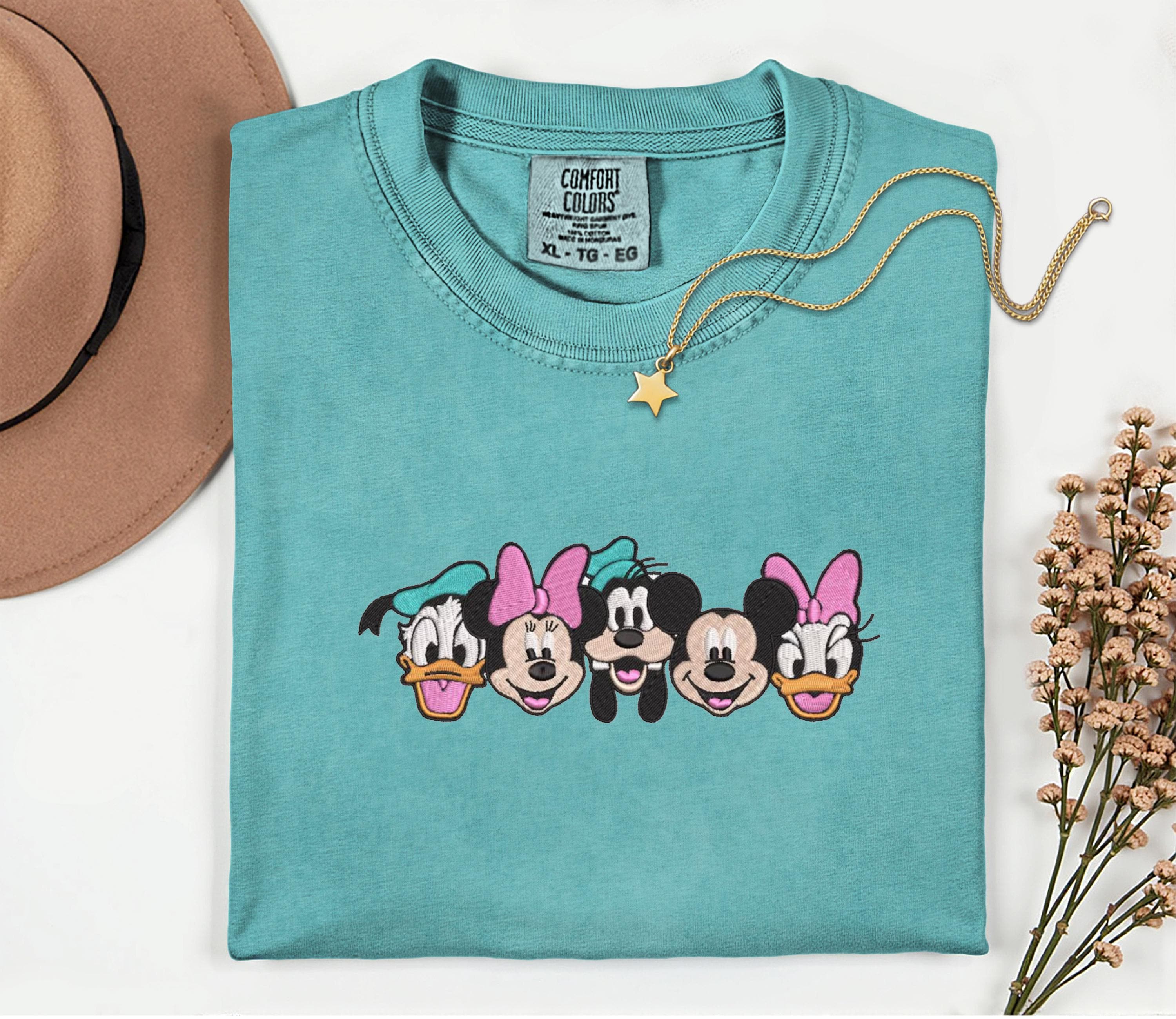Embroidered Disney Characters Comfort Colors Shirt With Mickey And Friends – Womens Disney Vacation Family Matching Tee - photo 6