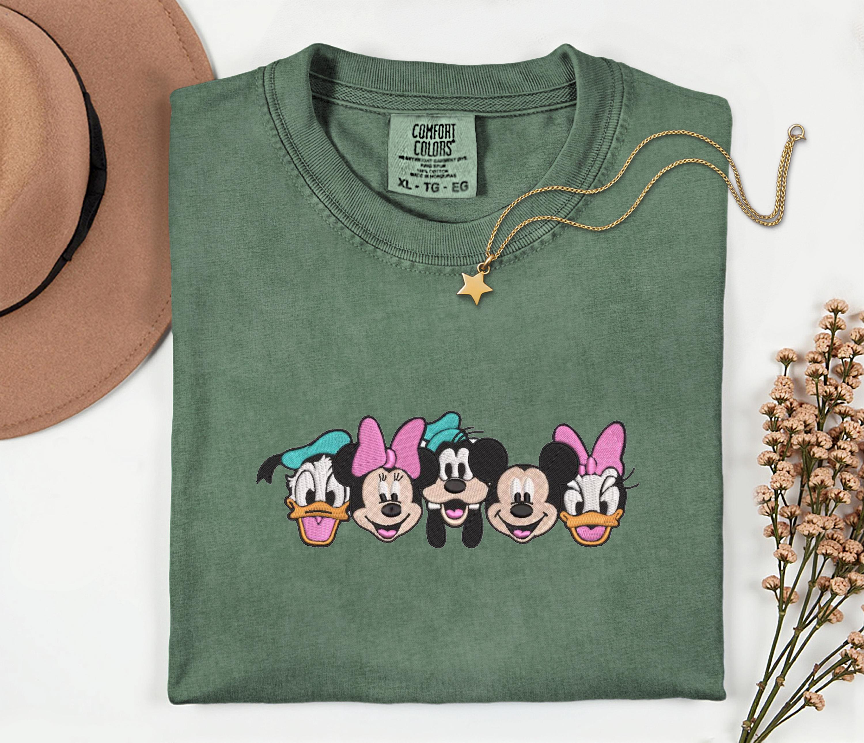 Embroidered Disney Characters Comfort Colors Shirt With Mickey And Friends – Womens Disney Vacation Family Matching Tee - photo 7