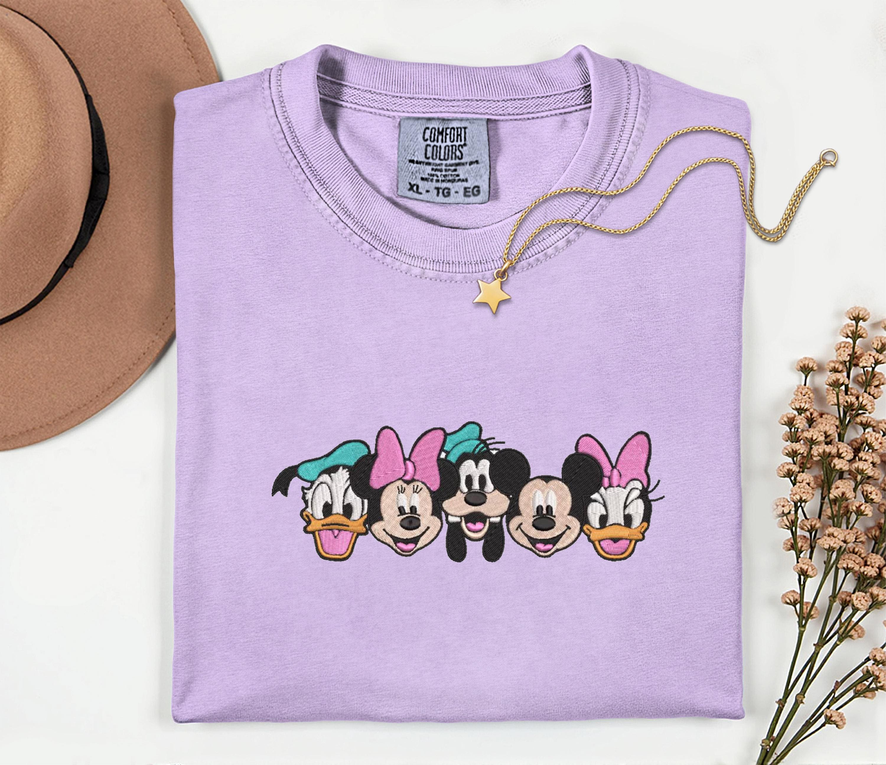 Embroidered Disney Characters Comfort Colors Shirt With Mickey And Friends – Womens Disney Vacation Family Matching Tee - photo 8