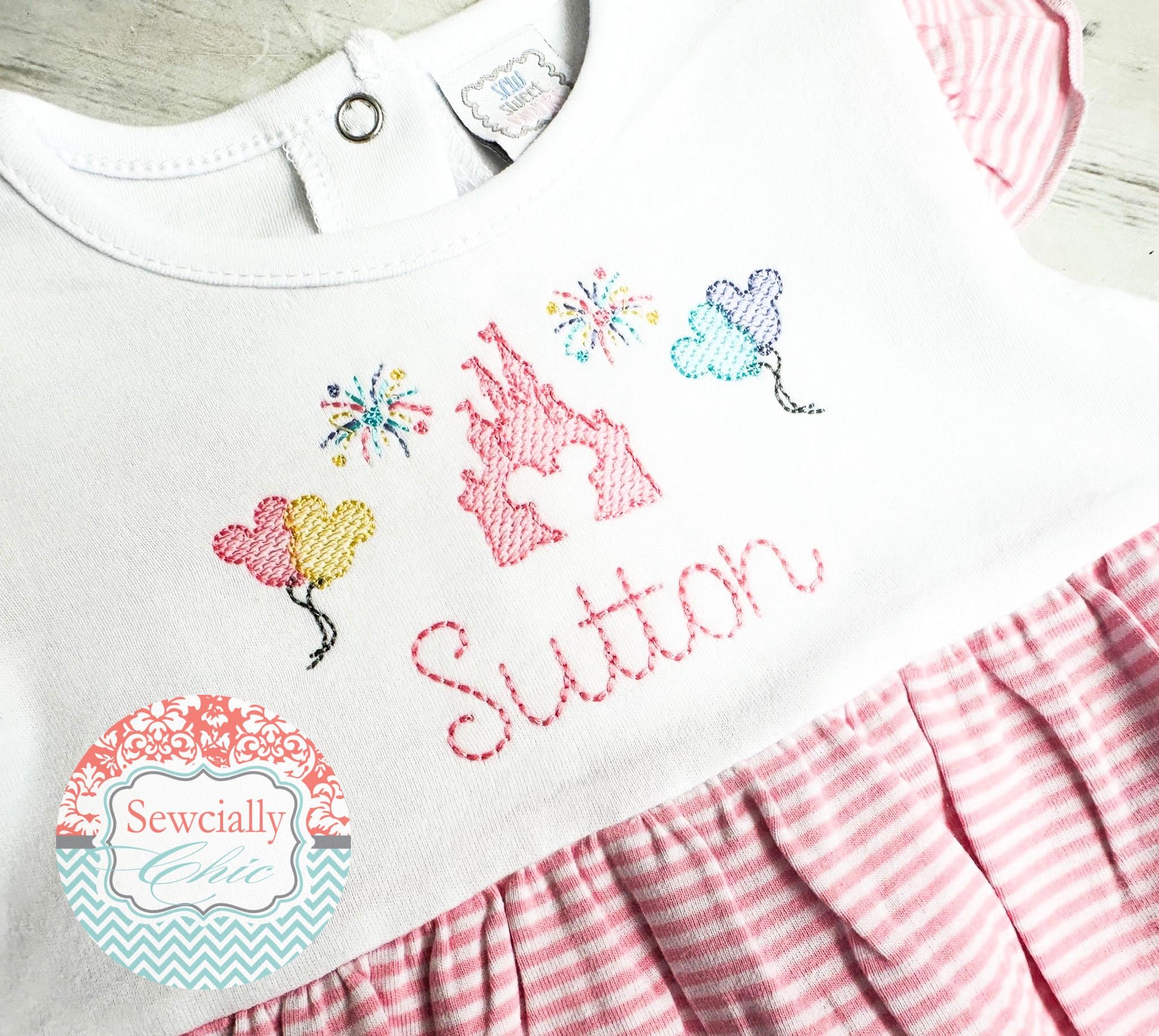 Embroidered Disney Castle Bubble Romper For Baby And Toddler Girls – Disney Princess Disneyland Outfit For Park Days - photo 2