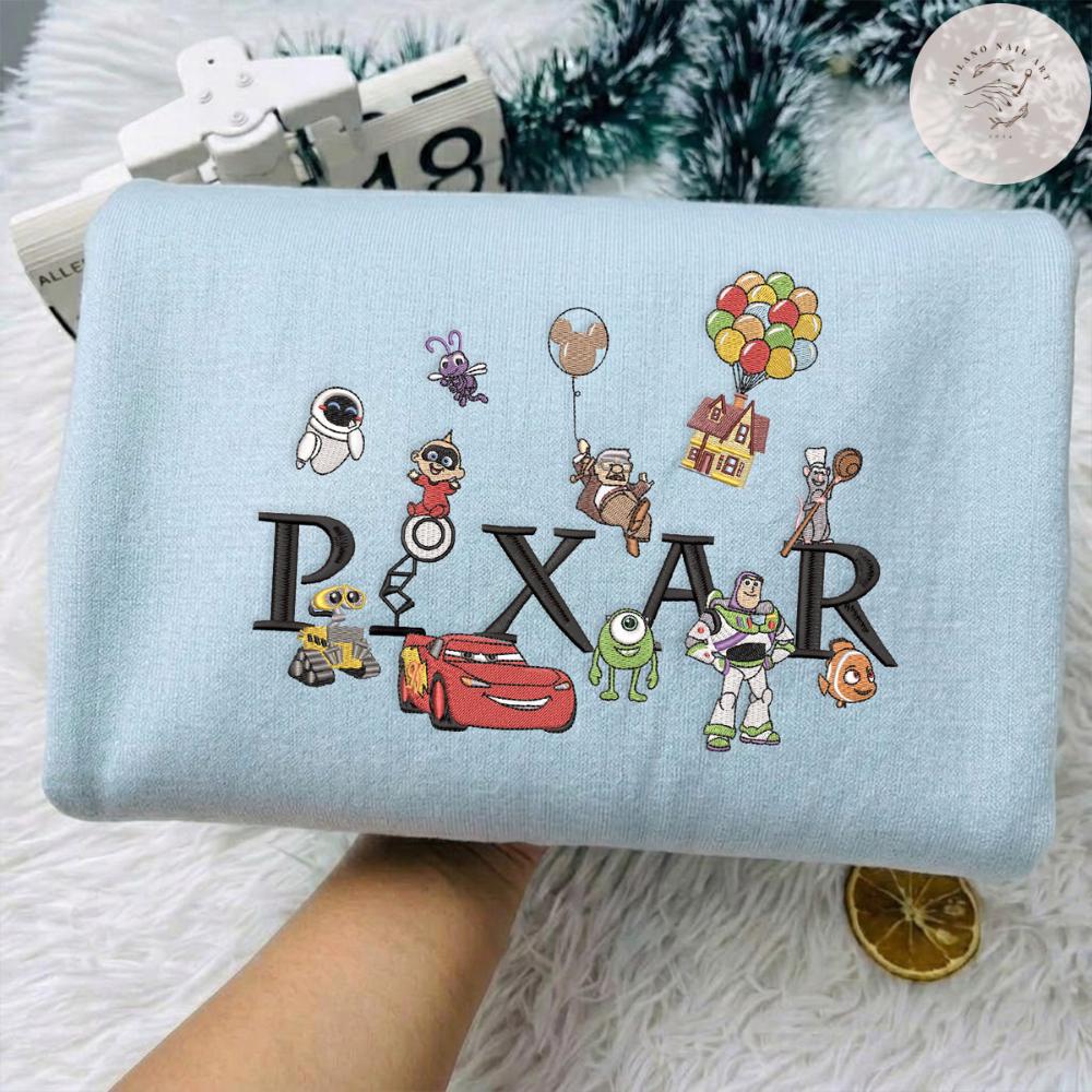 Embroidered Disney Pixar Characters Group Shirt With Toy Story Up Remy Monsters Inc Cars And Incredibles – Pixar Fest Vacation Outfit