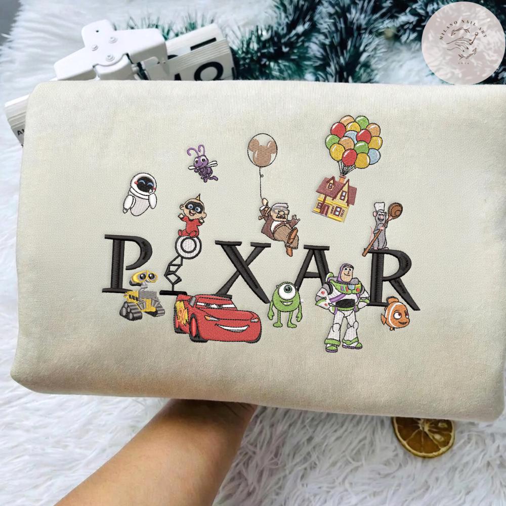 Embroidered Disney Pixar Characters Group Shirt With Toy Story Up Remy Monsters Inc Cars And Incredibles – Pixar Fest Vacation Outfit - photo 2