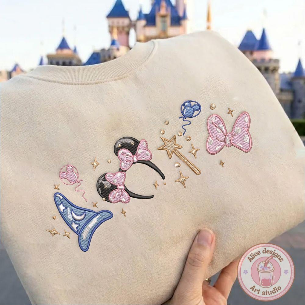 Embroidered Magical Minnie Bow Ears Tshirt Sweatshirt Or Hoodie – Disney Sorcerer Magic Kingdom WDW Disneyland Shirt