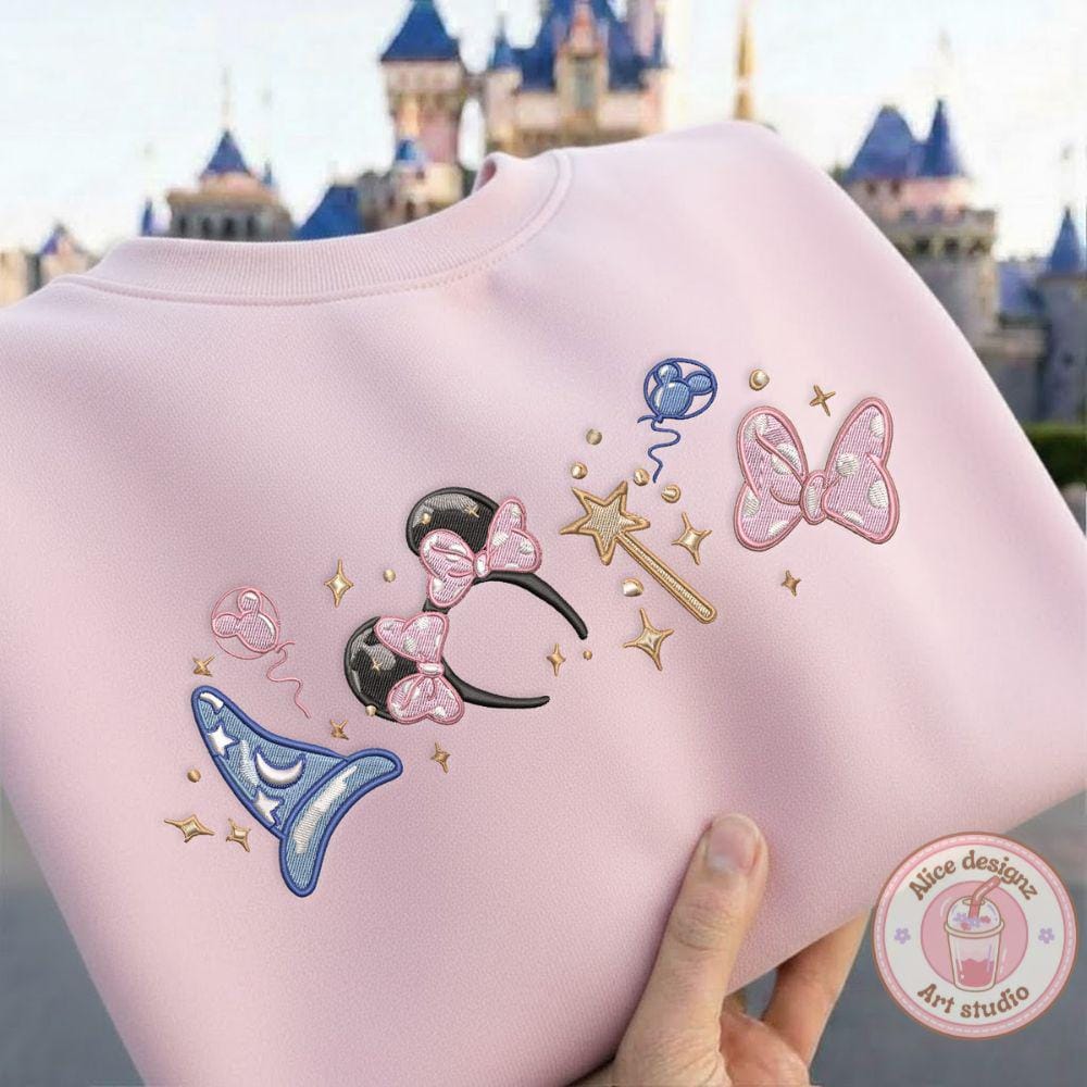 Embroidered Magical Minnie Bow Ears Tshirt Sweatshirt Or Hoodie – Disney Sorcerer Magic Kingdom WDW Disneyland Shirt - photo 2
