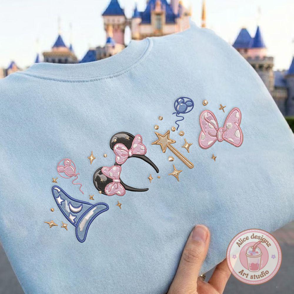 Embroidered Magical Minnie Bow Ears Tshirt Sweatshirt Or Hoodie – Disney Sorcerer Magic Kingdom WDW Disneyland Shirt - photo 3