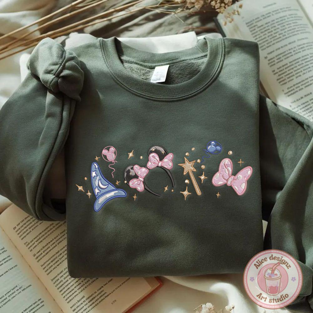 Embroidered Magical Minnie Bow Ears Tshirt Sweatshirt Or Hoodie – Disney Sorcerer Magic Kingdom WDW Disneyland Shirt - photo 4
