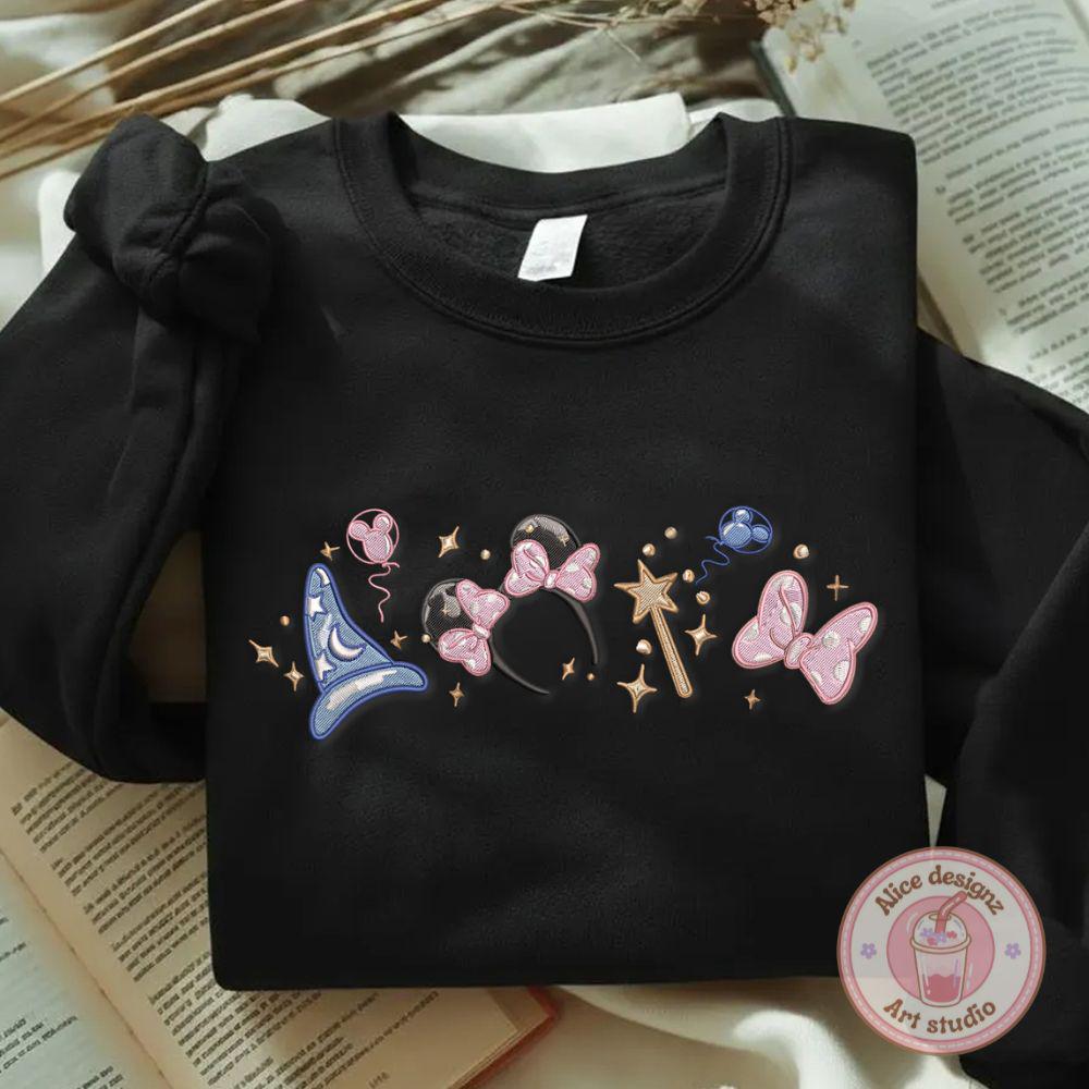Embroidered Magical Minnie Bow Ears Tshirt Sweatshirt Or Hoodie – Disney Sorcerer Magic Kingdom WDW Disneyland Shirt - photo 5