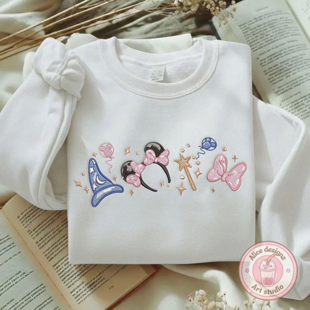 Embroidered Magical Minnie Bow Ears Tshirt Sweatshirt Or Hoodie – Disney Sorcerer Magic Kingdom WDW Disneyland Shirt - photo 6