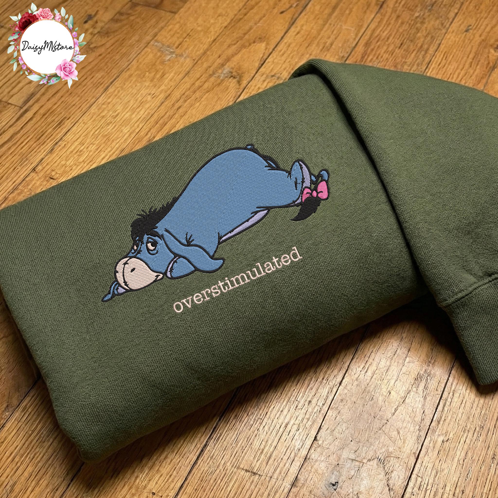 Embroidered Overstimulated Eeyore And Winnie The Pooh Bear Shirt – Funny Disney Anxiety And Mental Health T-Shirt - photo 4