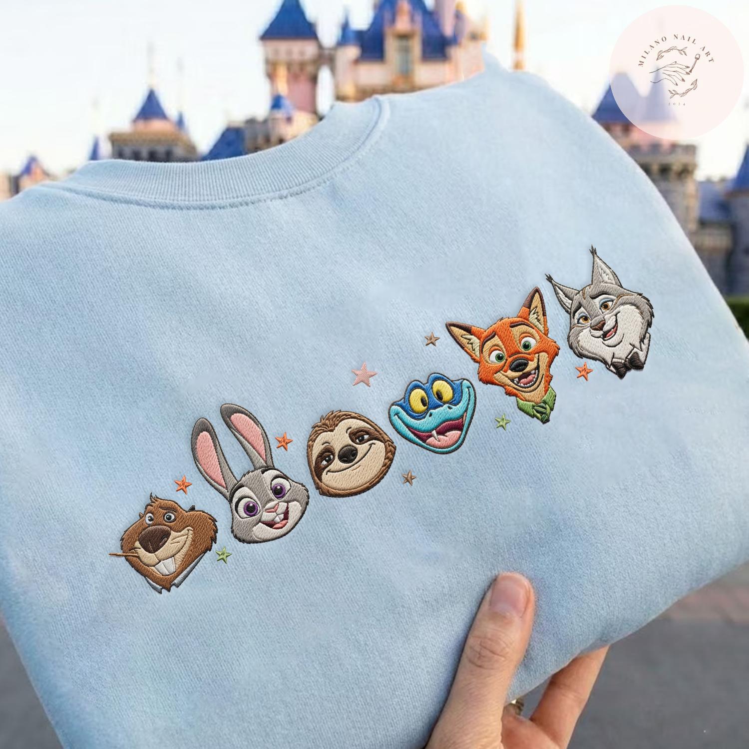Embroidered Disney Zootopia Tshirt Sweatshirt Or Hoodie With Judy Hopps Nick Gary Yax – Mickey Disneyland Family Matching Tee