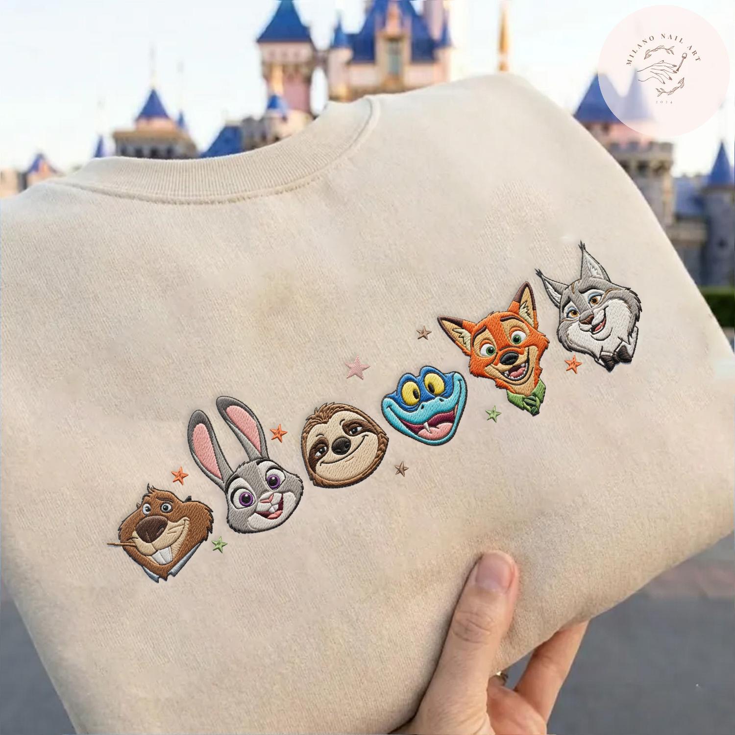 Embroidered Disney Zootopia Tshirt Sweatshirt Or Hoodie With Judy Hopps Nick Gary Yax – Mickey Disneyland Family Matching Tee - photo 2