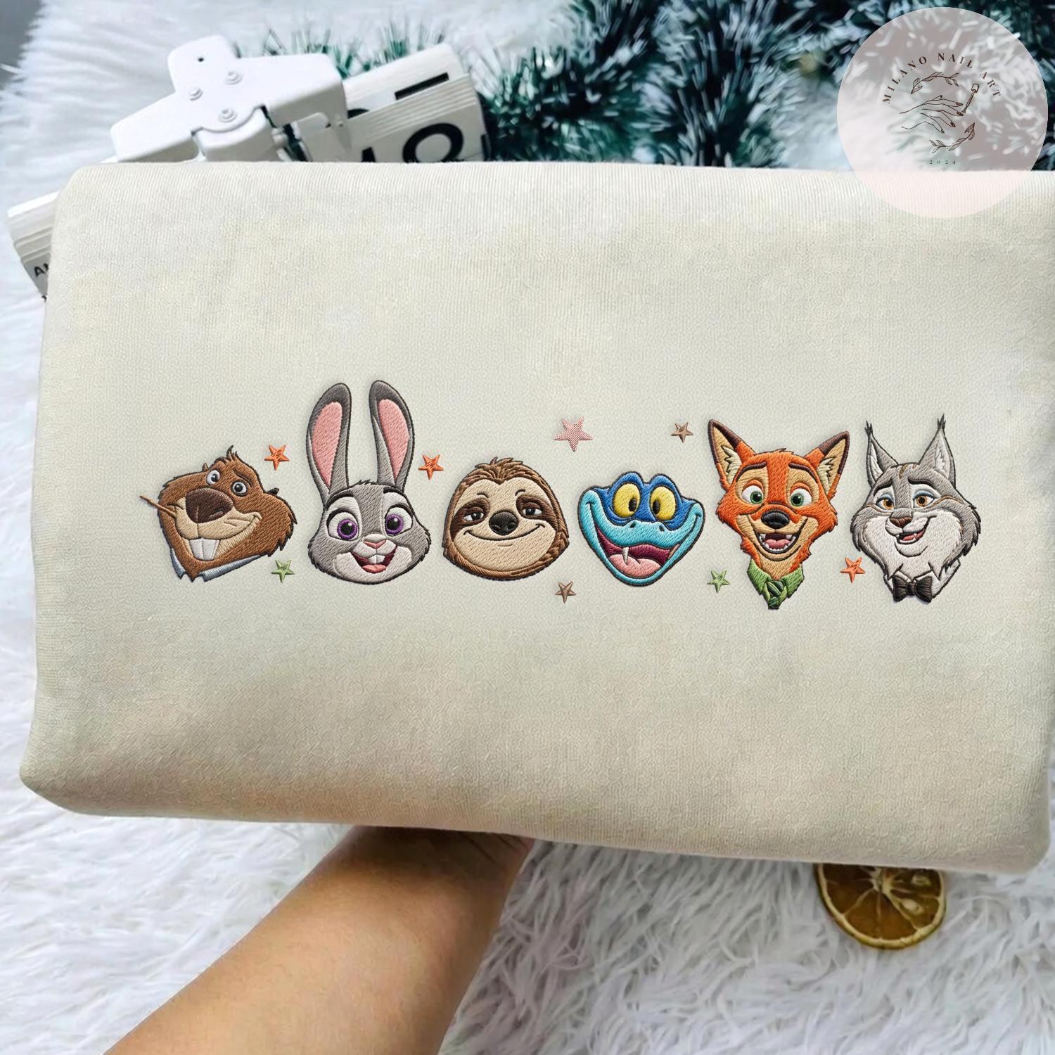 Embroidered Disney Zootopia Tshirt Sweatshirt Or Hoodie With Judy Hopps Nick Gary Yax – Mickey Disneyland Family Matching Tee - photo 3