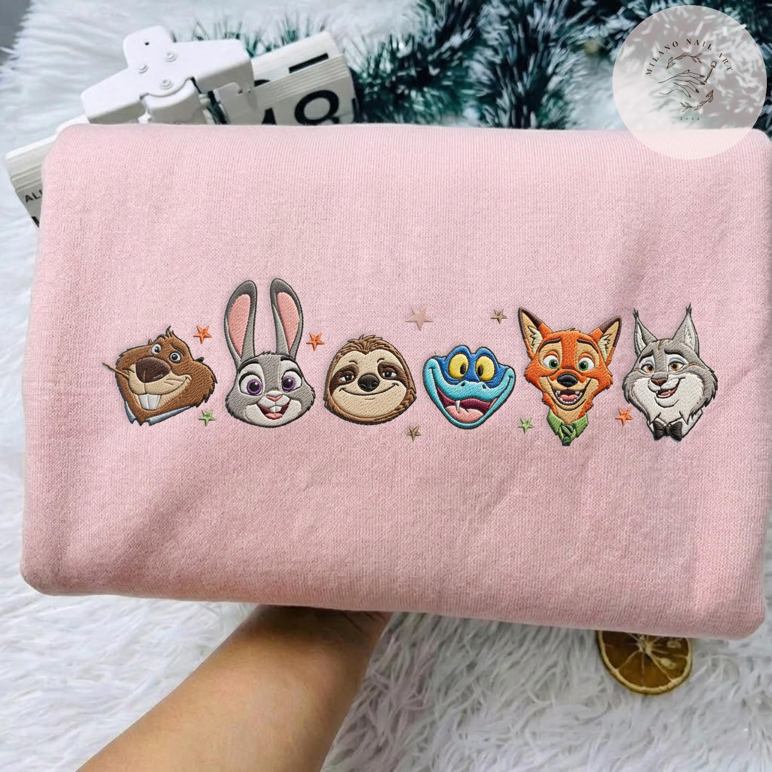 Embroidered Disney Zootopia Tshirt Sweatshirt Or Hoodie With Judy Hopps Nick Gary Yax – Mickey Disneyland Family Matching Tee - photo 4