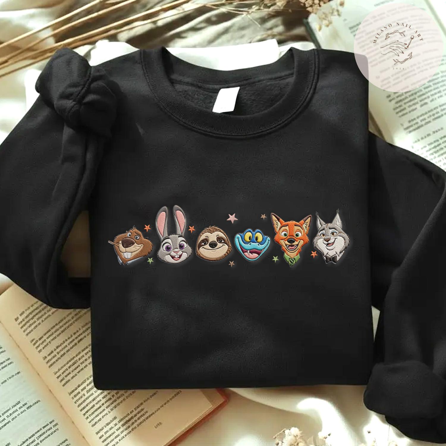 Embroidered Disney Zootopia Tshirt Sweatshirt Or Hoodie With Judy Hopps Nick Gary Yax – Mickey Disneyland Family Matching Tee - photo 5