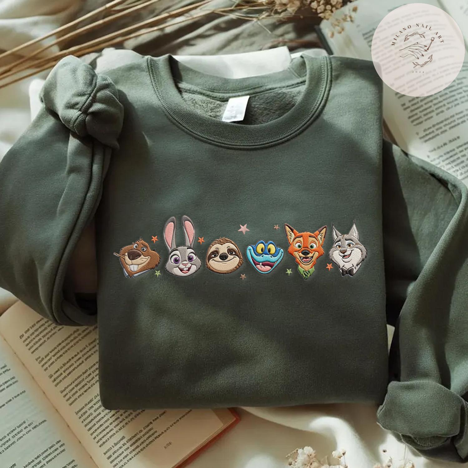 Embroidered Disney Zootopia Tshirt Sweatshirt Or Hoodie With Judy Hopps Nick Gary Yax – Mickey Disneyland Family Matching Tee - photo 6
