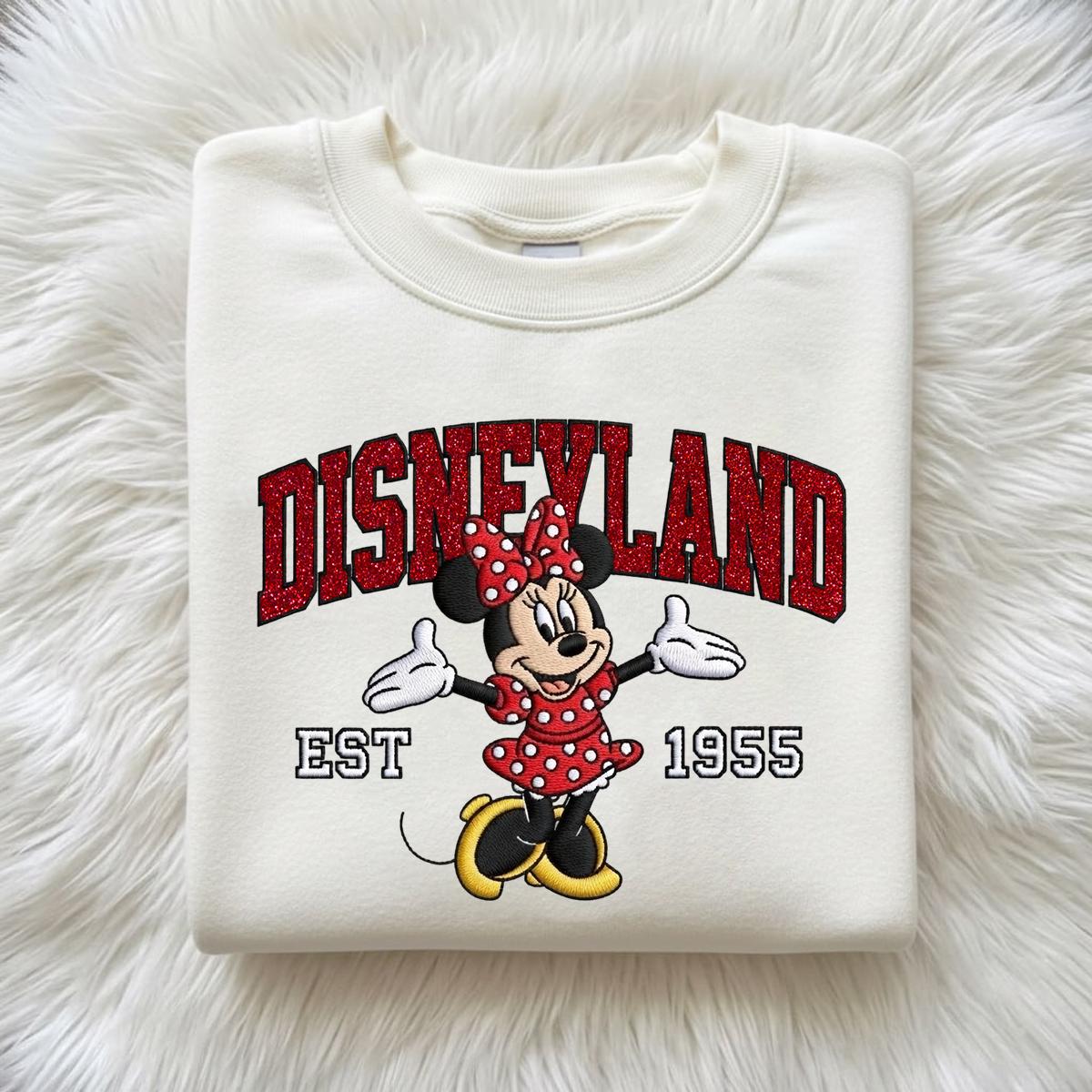 Minnie Disneyland Embroidered Glitter Sweatshirt – Cute Disney Inspired Crewneck And Magical Gift For Her Or A Disney Lover - photo 3