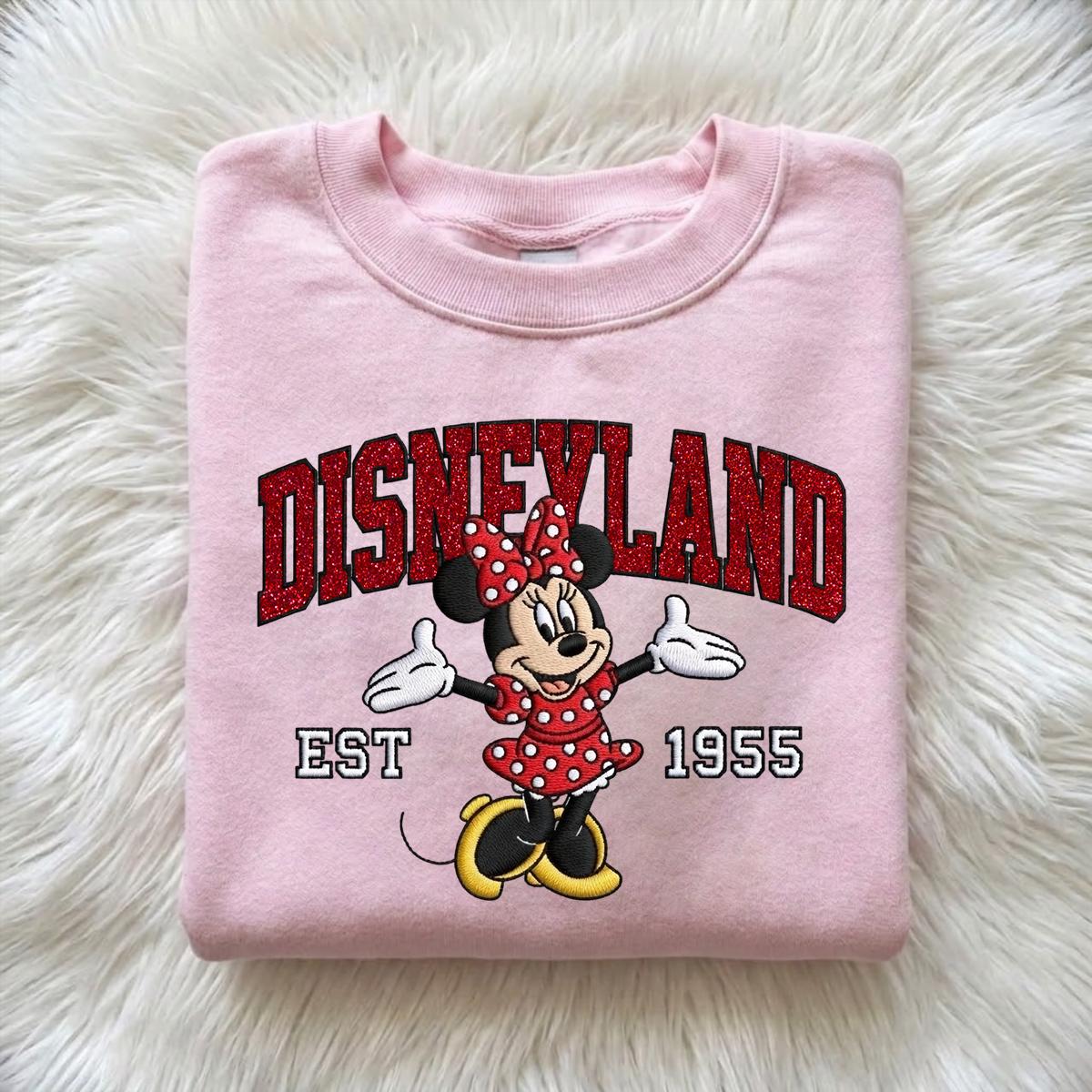 Minnie Disneyland Embroidered Glitter Sweatshirt – Cute Disney Inspired Crewneck And Magical Gift For Her Or A Disney Lover - photo 4