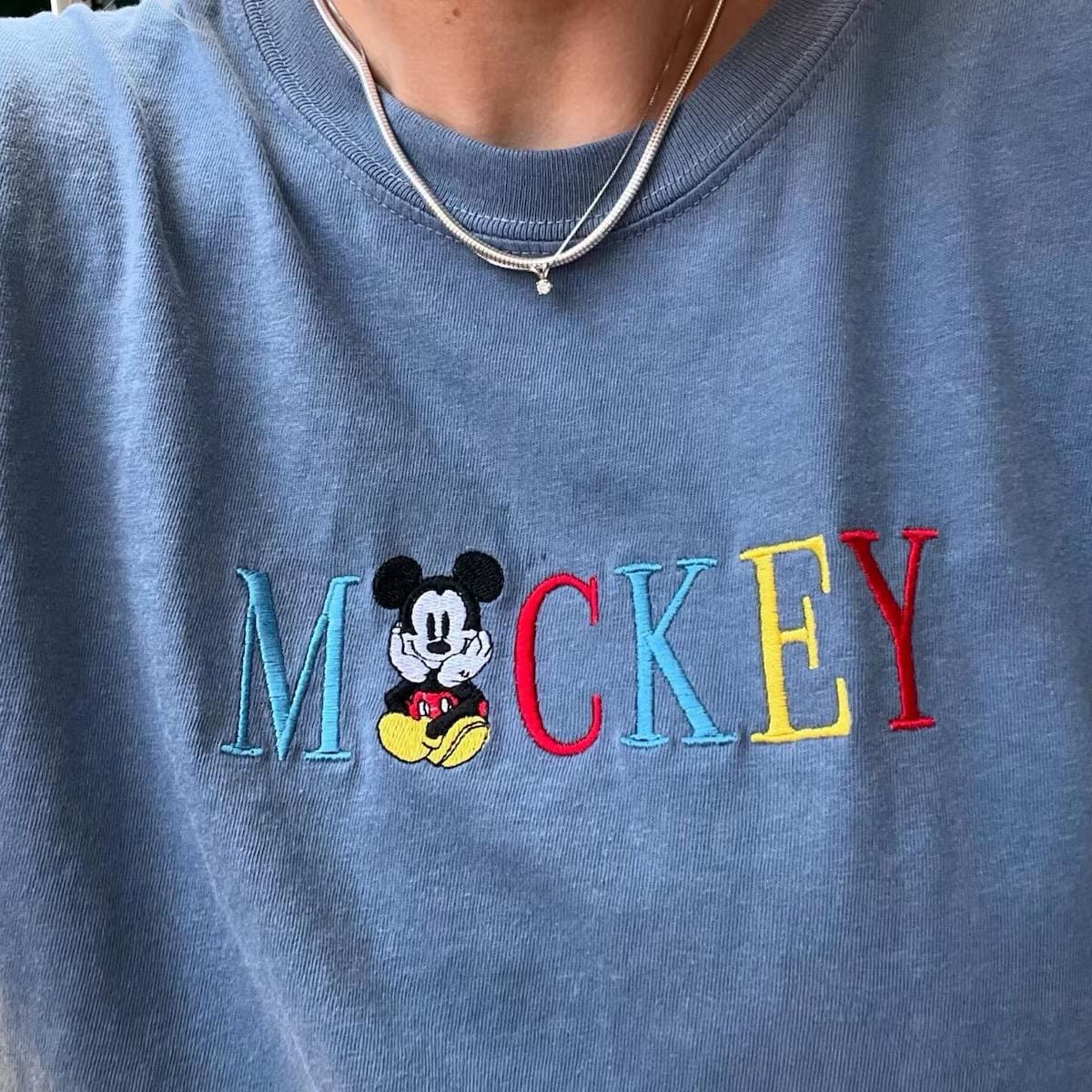 Vintage Mickey Mouse And Minnie Embroidered Tee – Cozy Disney Park Outfit Shirt For Everyday Disney Wear