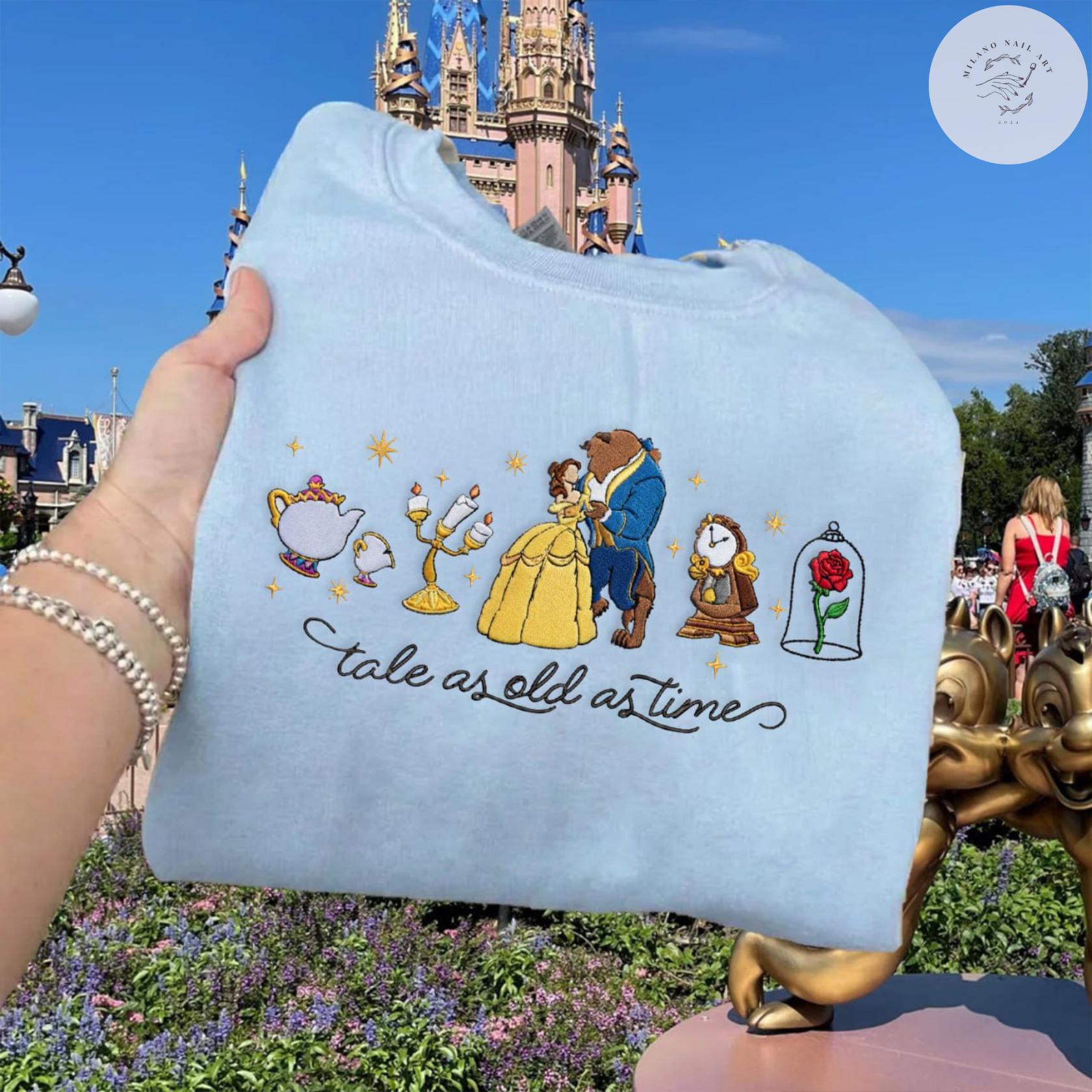 Embroidered Disney Tale As Old As Time Tshirt Sweatshirt Or Hoodie – Beauty And The Beast Belle Disney Princess Shirt - photo 2