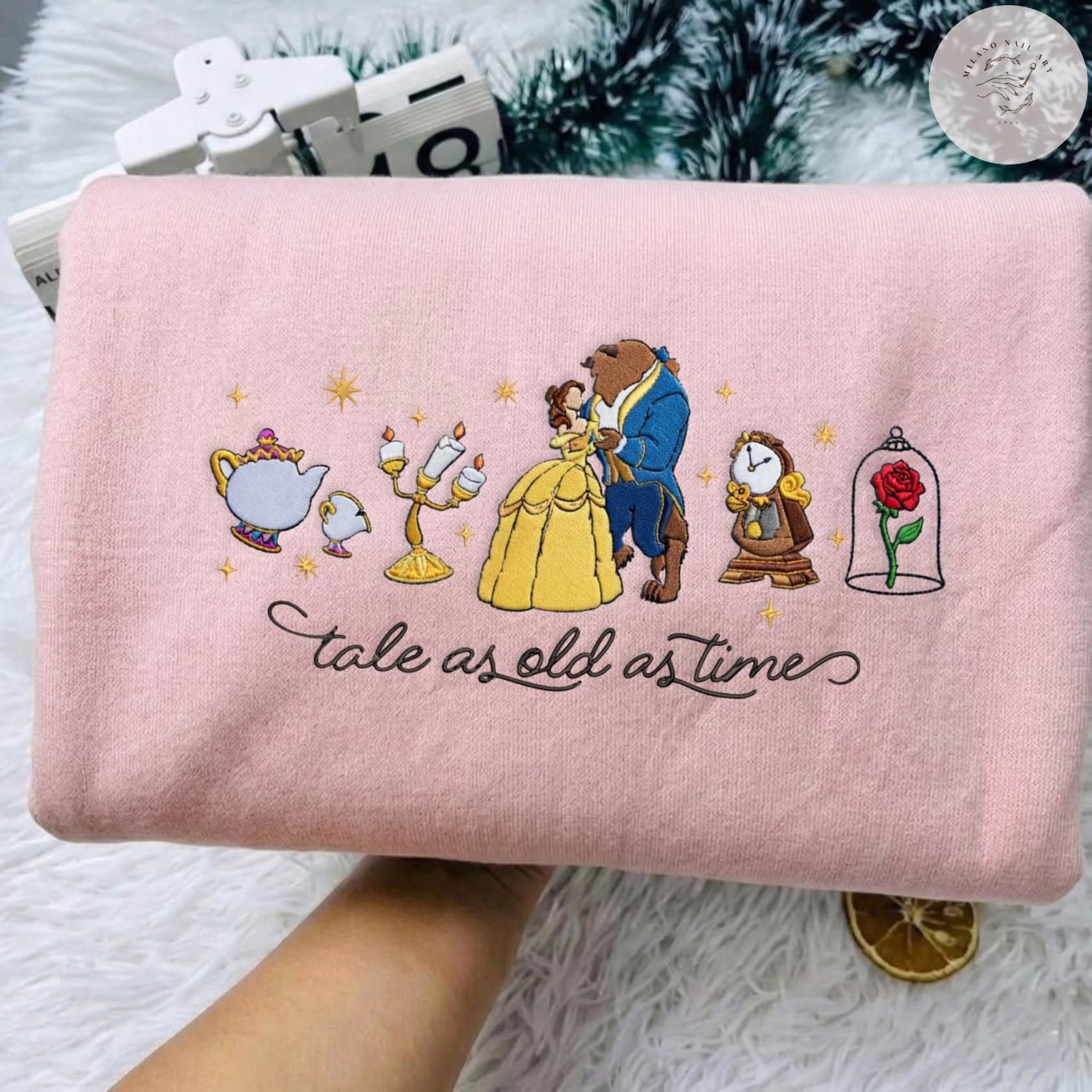 Embroidered Disney Tale As Old As Time Tshirt Sweatshirt Or Hoodie – Beauty And The Beast Belle Disney Princess Shirt - photo 3