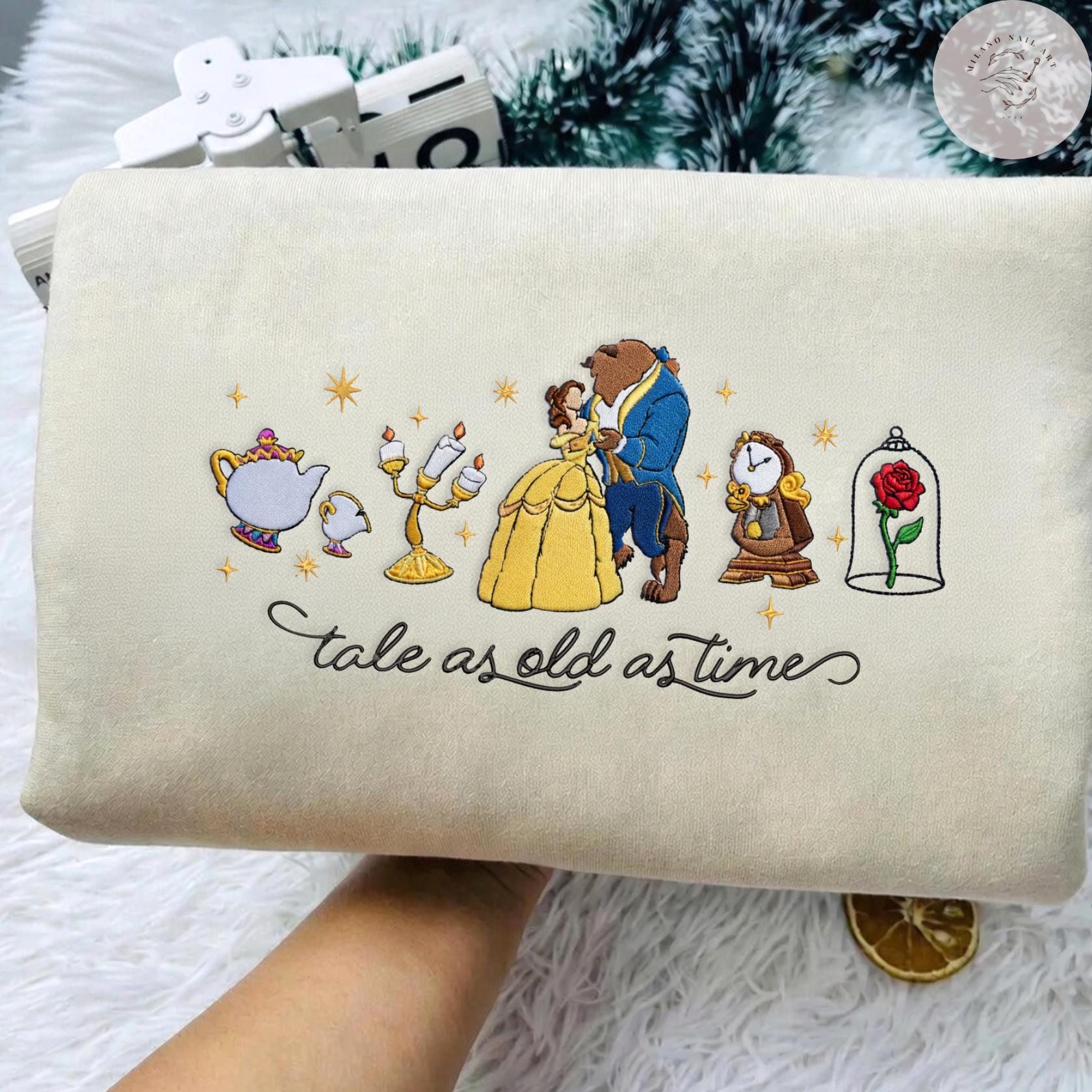 Embroidered Disney Tale As Old As Time Tshirt Sweatshirt Or Hoodie – Beauty And The Beast Belle Disney Princess Shirt - photo 4