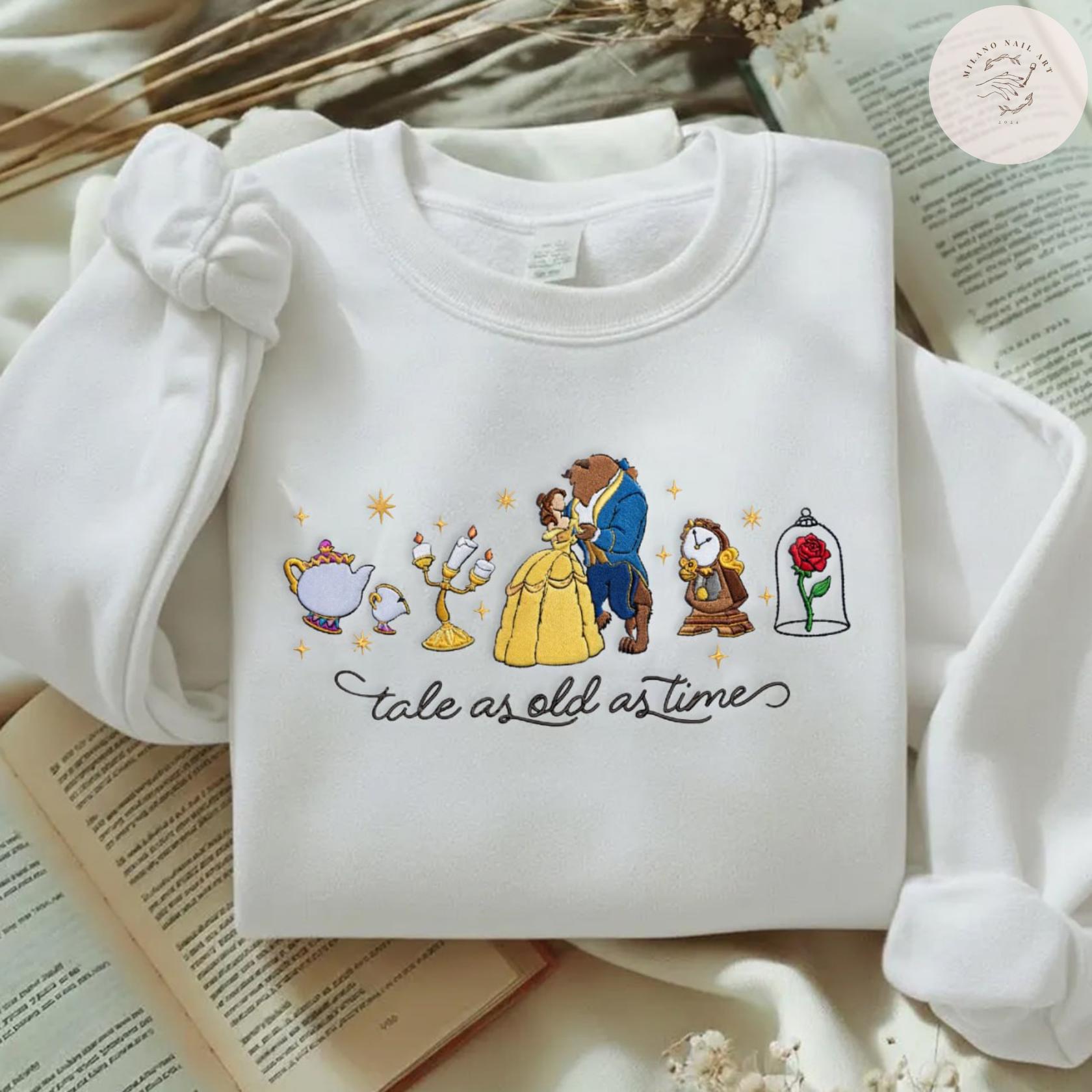 Embroidered Disney Tale As Old As Time Tshirt Sweatshirt Or Hoodie – Beauty And The Beast Belle Disney Princess Shirt - photo 5