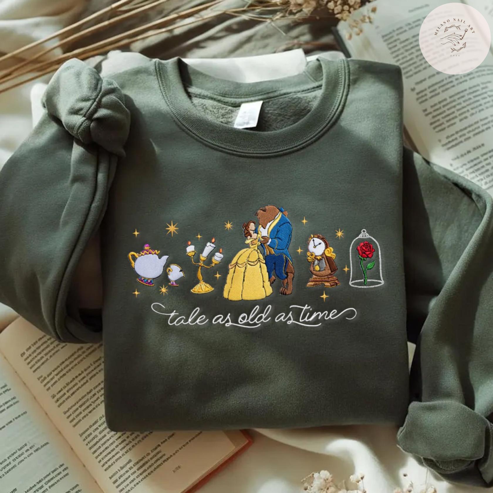 Embroidered Disney Tale As Old As Time Tshirt Sweatshirt Or Hoodie – Beauty And The Beast Belle Disney Princess Shirt - photo 6