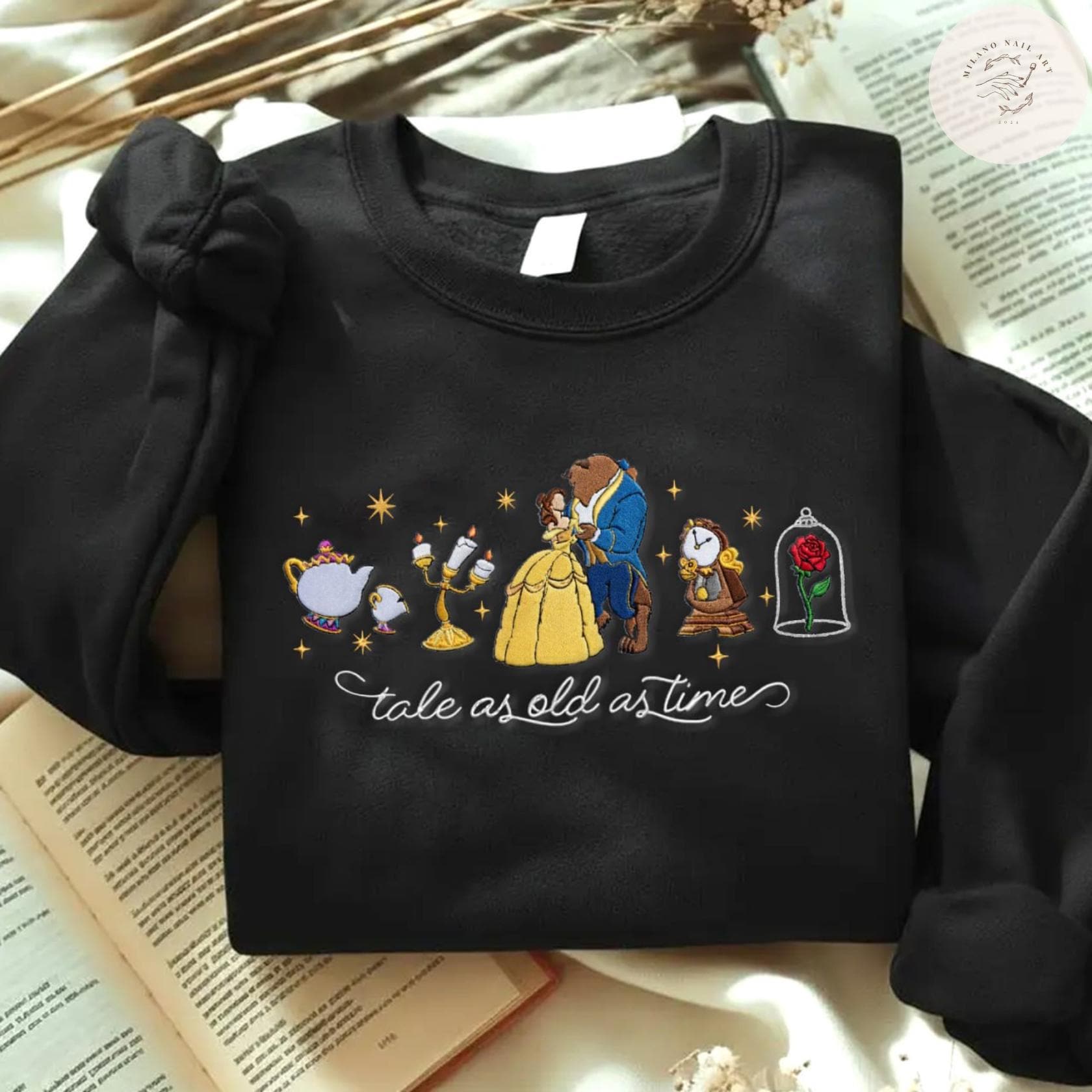 Embroidered Disney Tale As Old As Time Tshirt Sweatshirt Or Hoodie – Beauty And The Beast Belle Disney Princess Shirt - photo 7