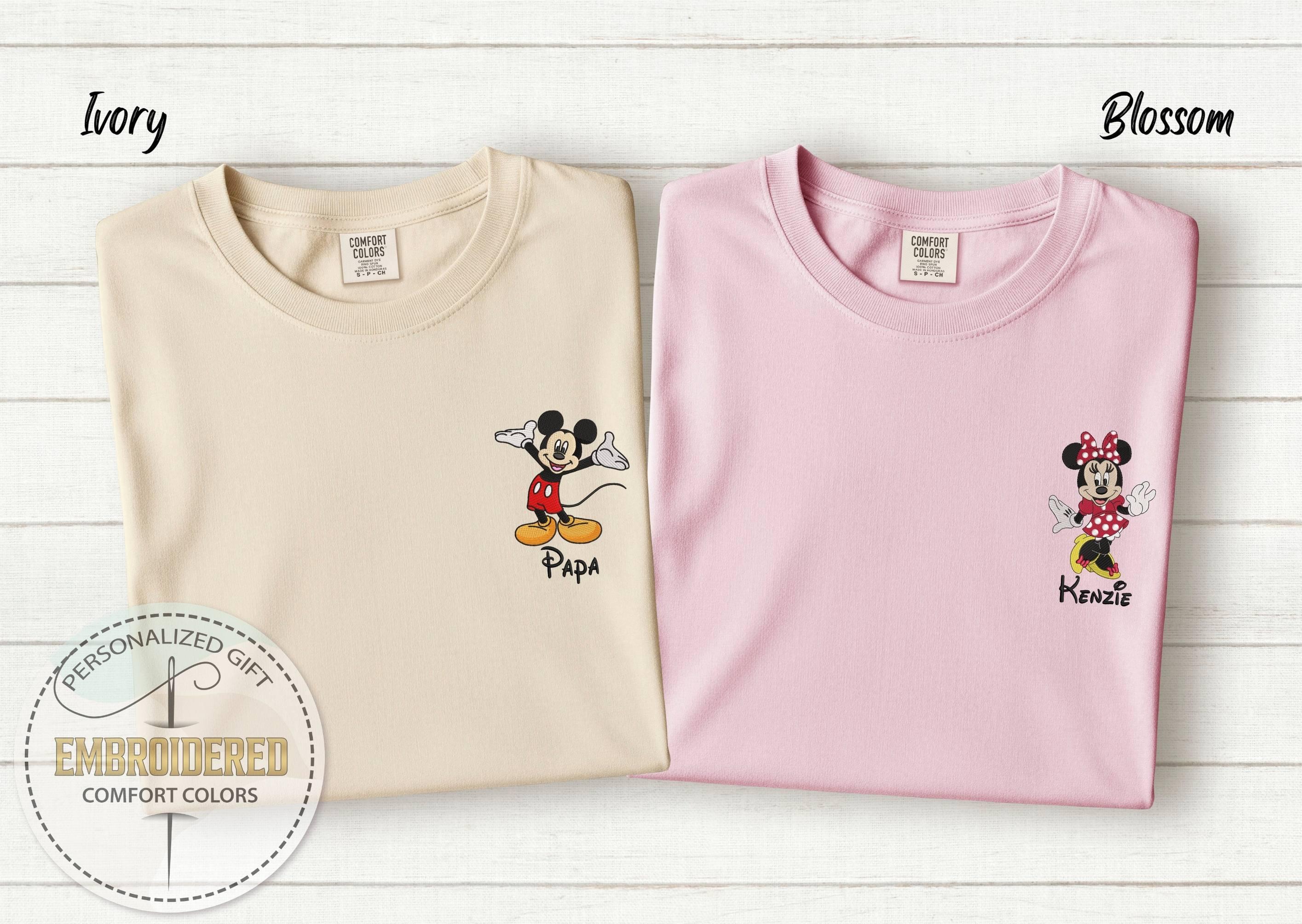 Personalized Embroidered Mickey And Minnie Comfort Colors Disney Tee – Custom Name Character Embroidery For A Family Vacation Gift - photo 2