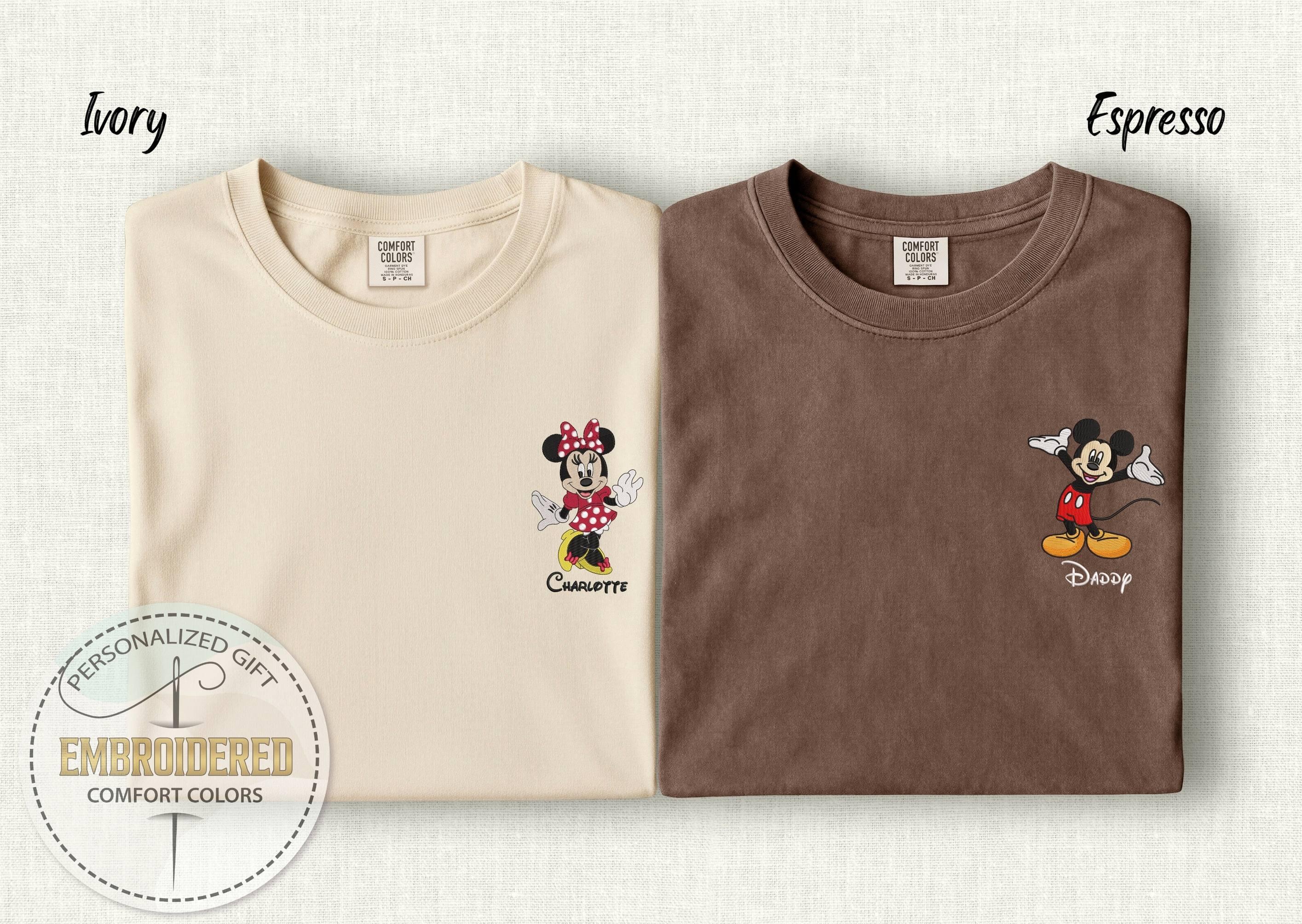 Personalized Embroidered Mickey And Minnie Comfort Colors Disney Tee – Custom Name Character Embroidery For A Family Vacation Gift - photo 8