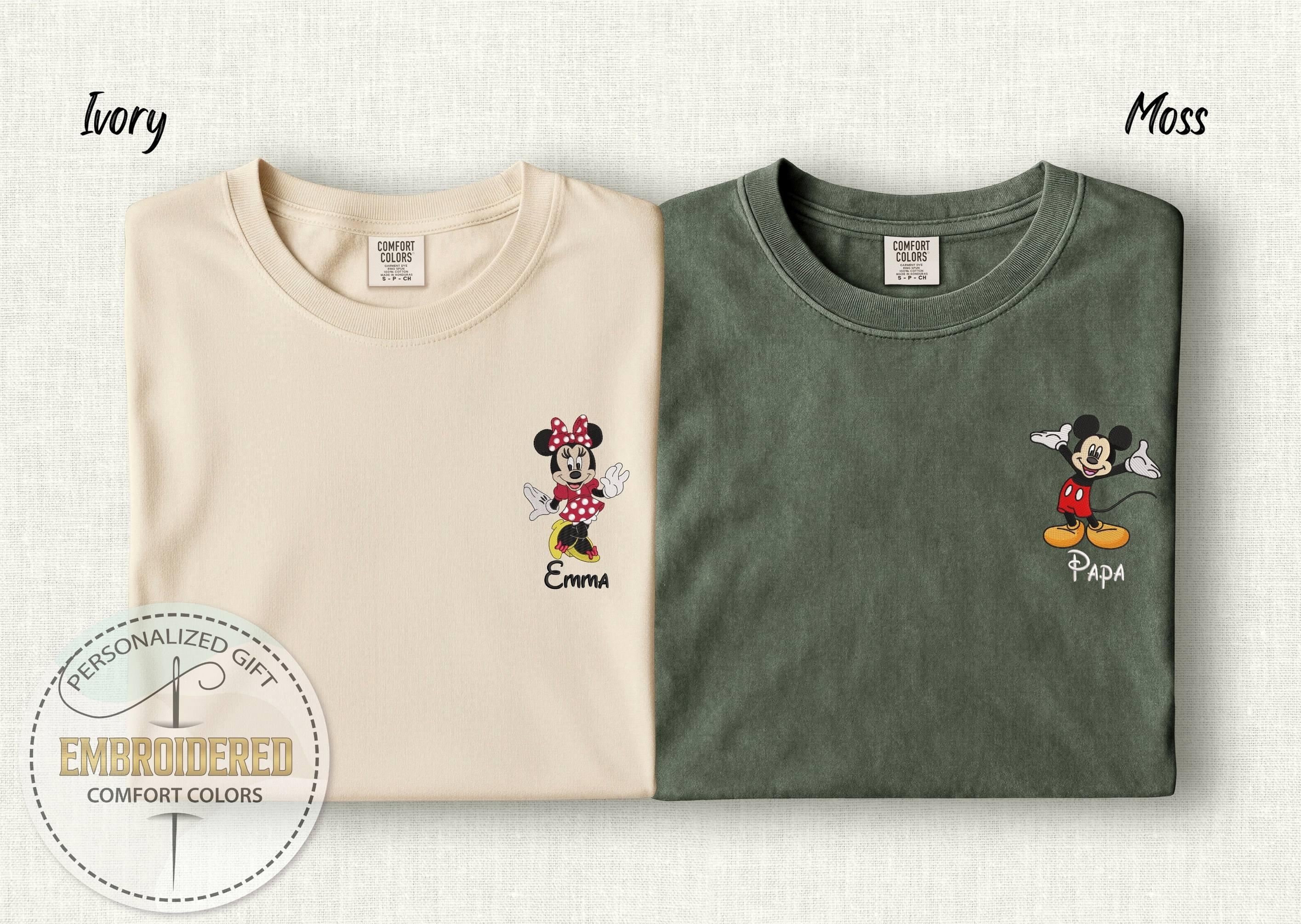 Personalized Embroidered Mickey And Minnie Comfort Colors Disney Tee – Custom Name Character Embroidery For A Family Vacation Gift - photo 9