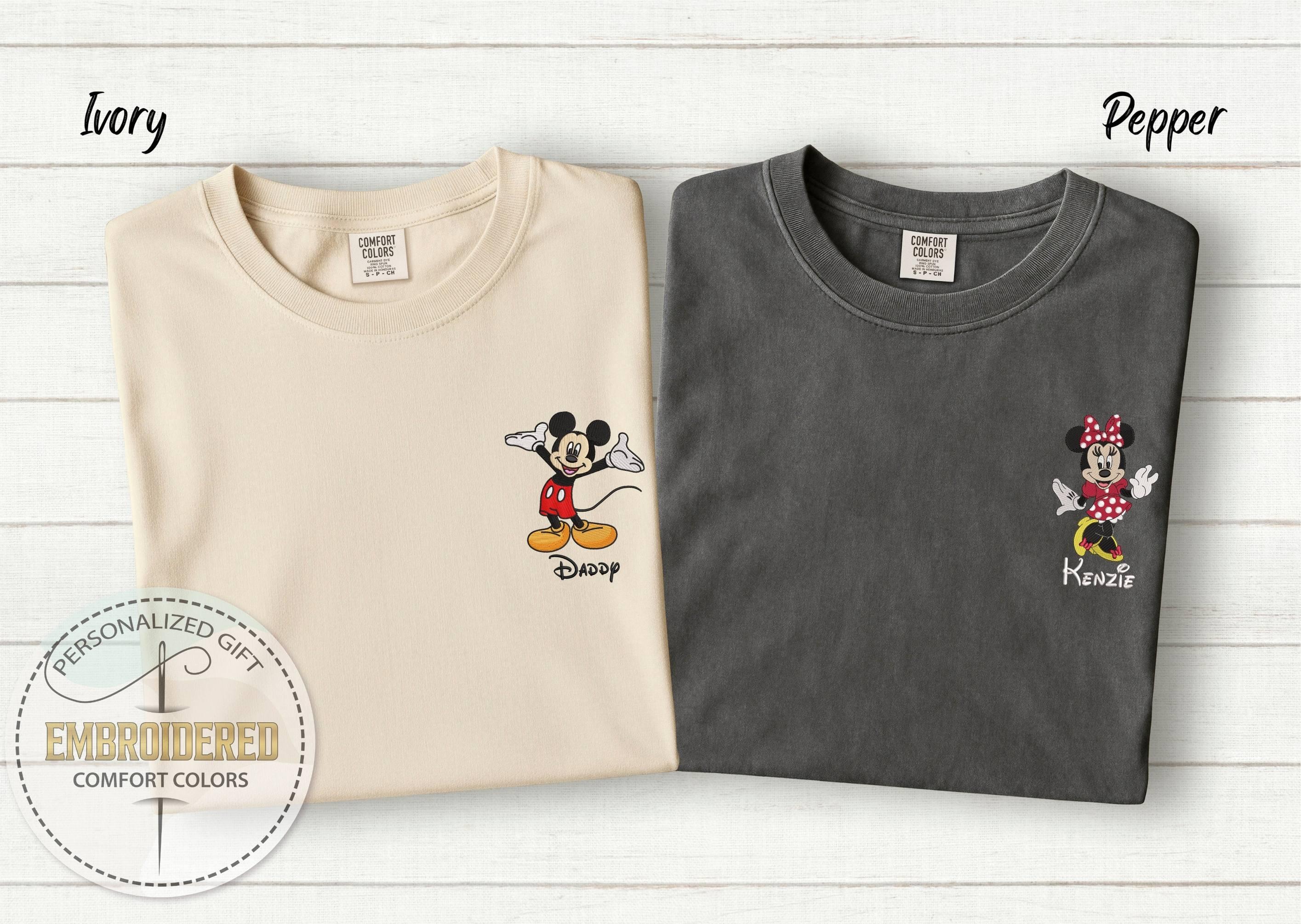 Personalized Embroidered Mickey And Minnie Comfort Colors Disney Tee – Custom Name Character Embroidery For A Family Vacation Gift - photo 10
