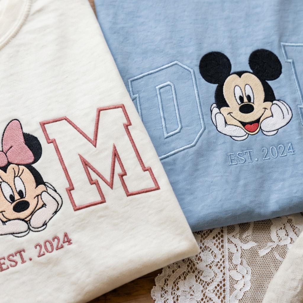Embroidered Mom And Dad Disney Couple Mouse T-Shirt Or Sweatshirt – Family Matching Mother's Day And Father's Day Gift Shirt - photo 3