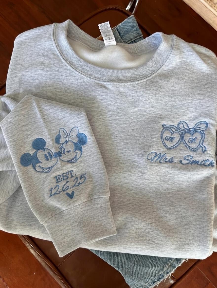 Embroidered Disney Bride Sweatshirt With Custom Wedding Date – Mickey And Minnie Future Mrs Engagement Tee Shirt - photo 2