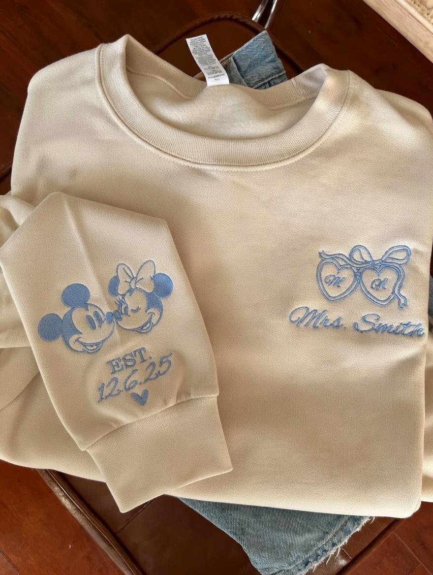 Embroidered Disney Bride Sweatshirt With Custom Wedding Date – Mickey And Minnie Future Mrs Engagement Tee Shirt - photo 3