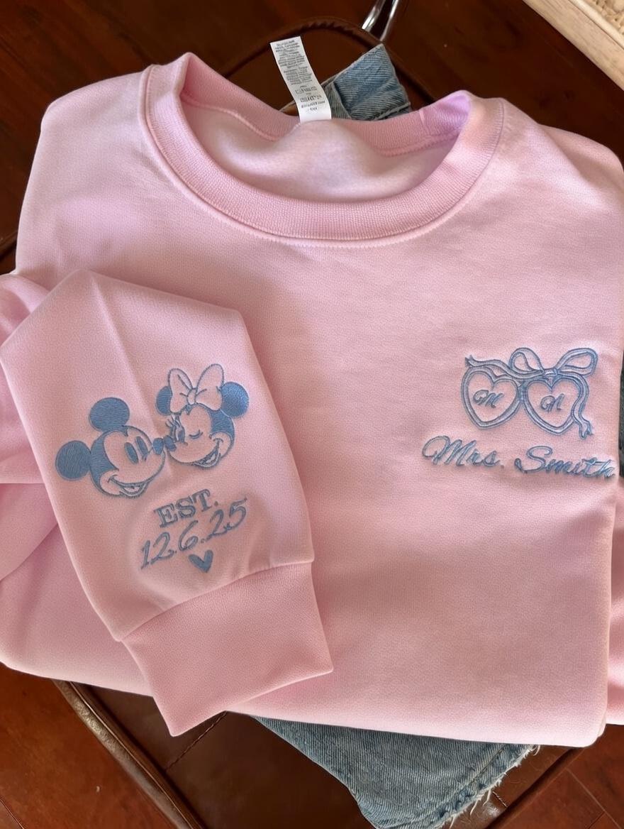 Embroidered Disney Bride Sweatshirt With Custom Wedding Date – Mickey And Minnie Future Mrs Engagement Tee Shirt - photo 4