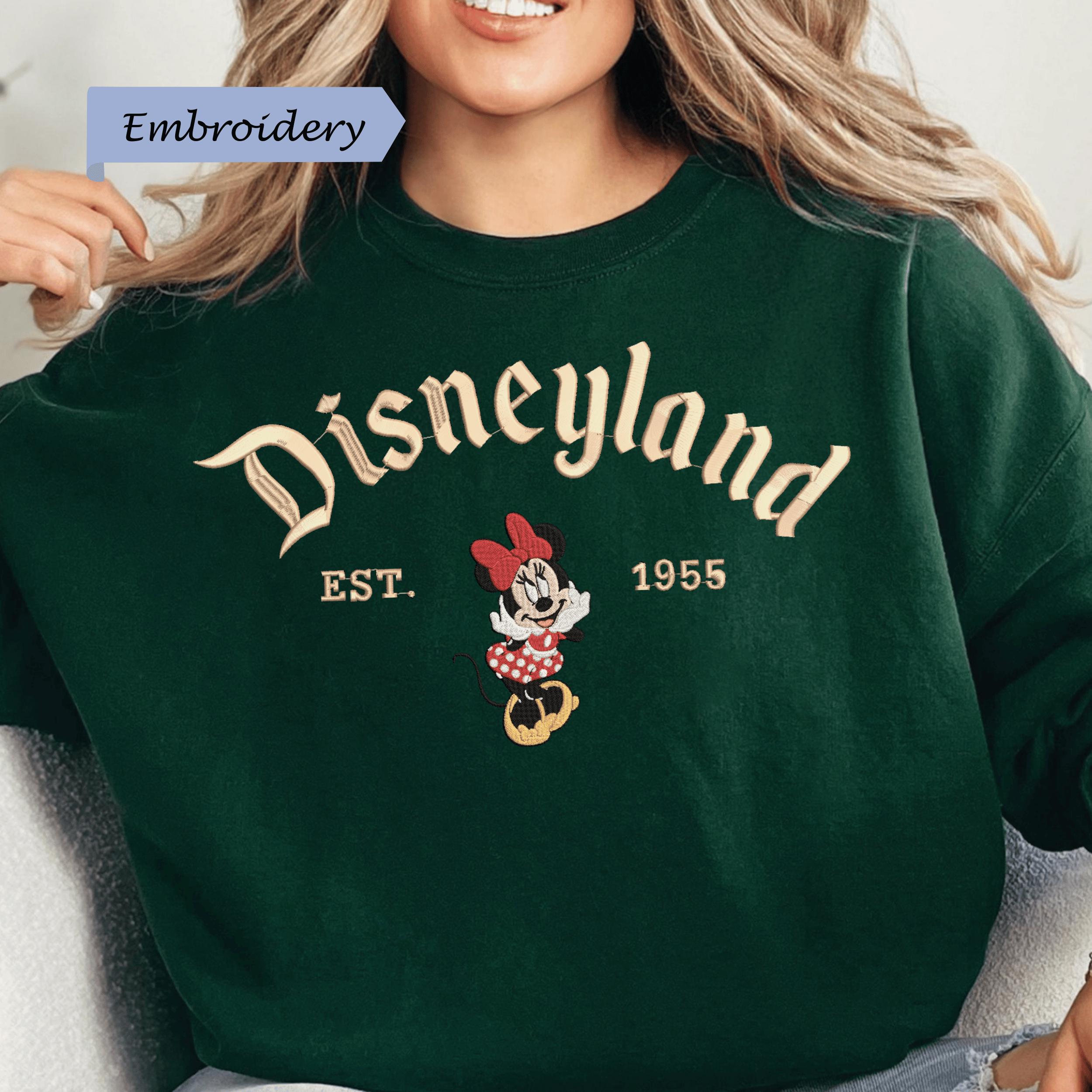 Disneyland Est 1955 Embroidered Minnie Mouse Sweatshirt – Vintage Gildan Black Crewneck Pullover And Cozy Disney Fan Gift - photo 8