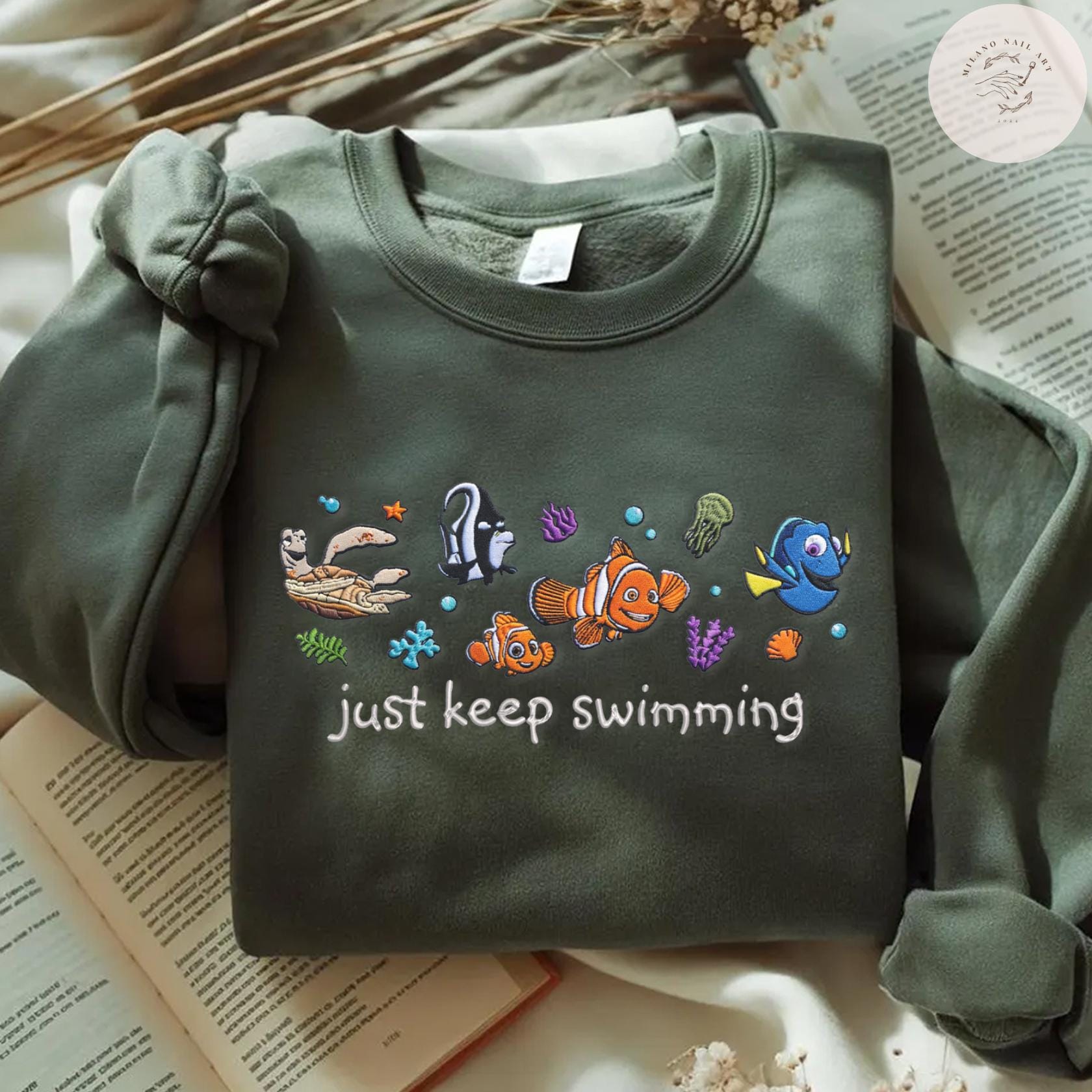 Embroidered Finding Nemo Just Keep Swimming Tshirt Sweatshirt Or Hoodie – Finding Dory WDW Disney Family Vacation Trip Shirt - photo 6