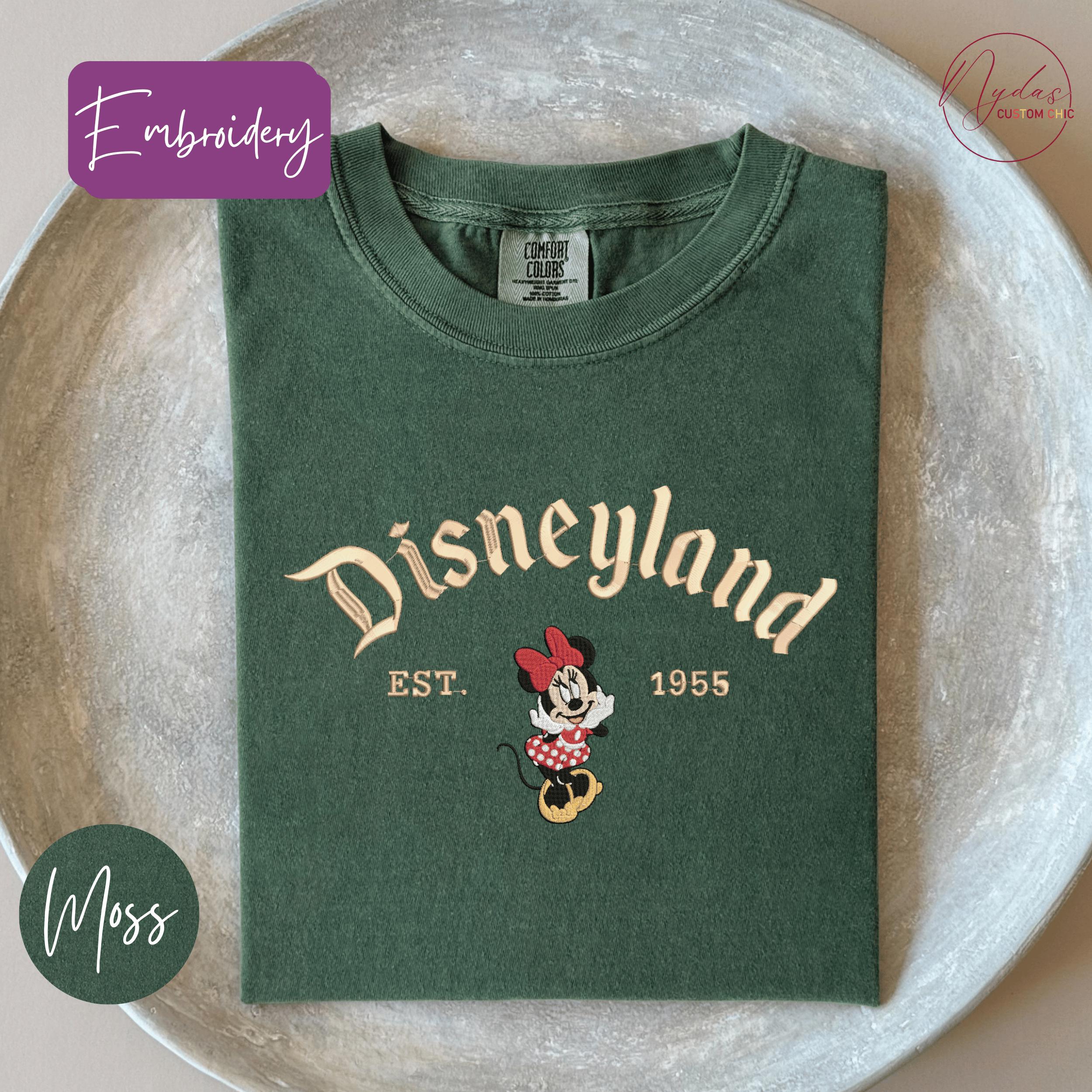 Embroidered Vintage Disneyland Est 1955 Shirt – Retro California Minnie Mouse Inspired Disney Trip And Family Tee