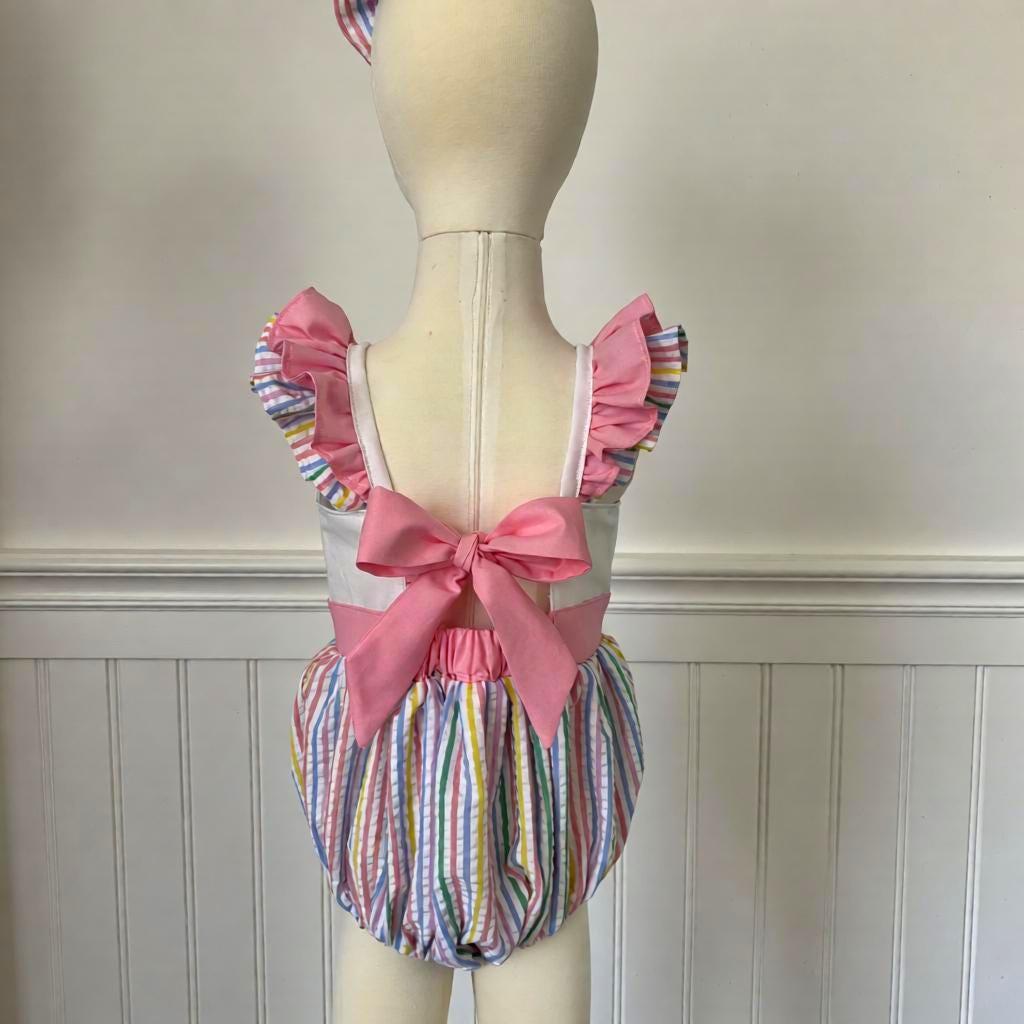 Custom Embroidered Mickey Balloons Castle Romper With Bow – Disney World Magic Kingdom Disneyland Cruise Birthday Outfit For Baby Girl - photo 3