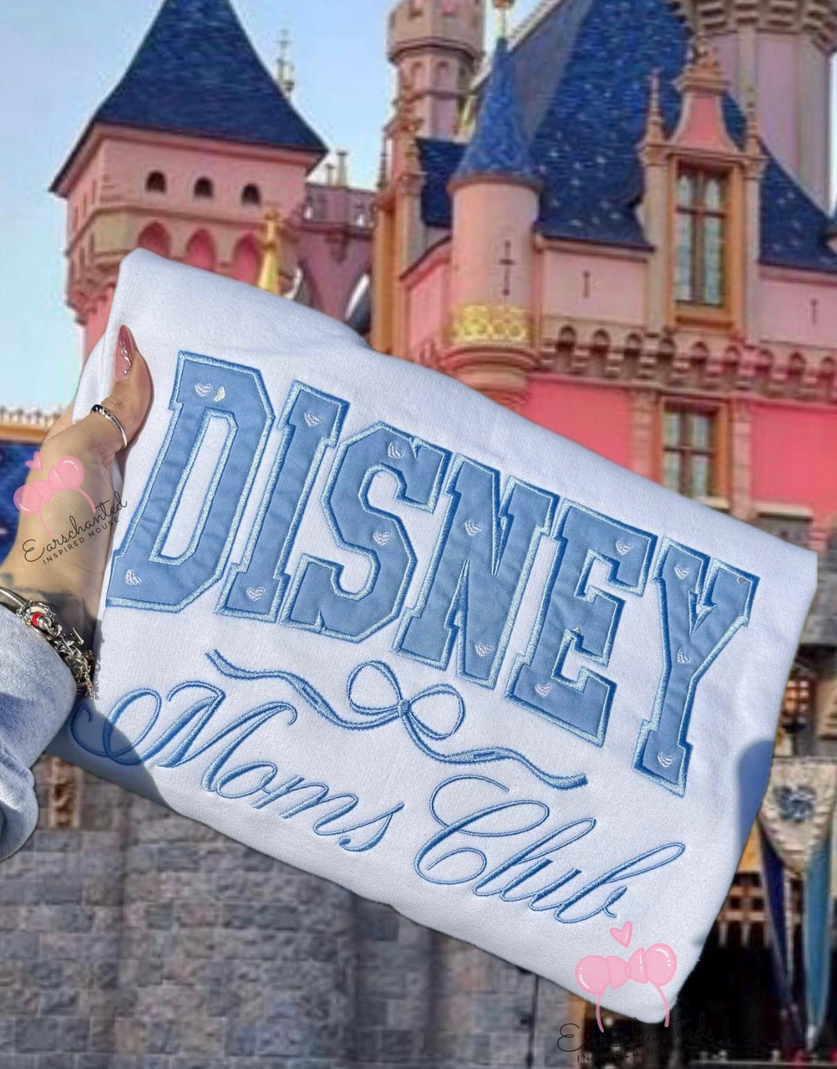 Disney Mom's Club Appliqué Embroidery Sweatshirt – Cozy Crewneck Pullover Gift For Disney Moms And Park Days
