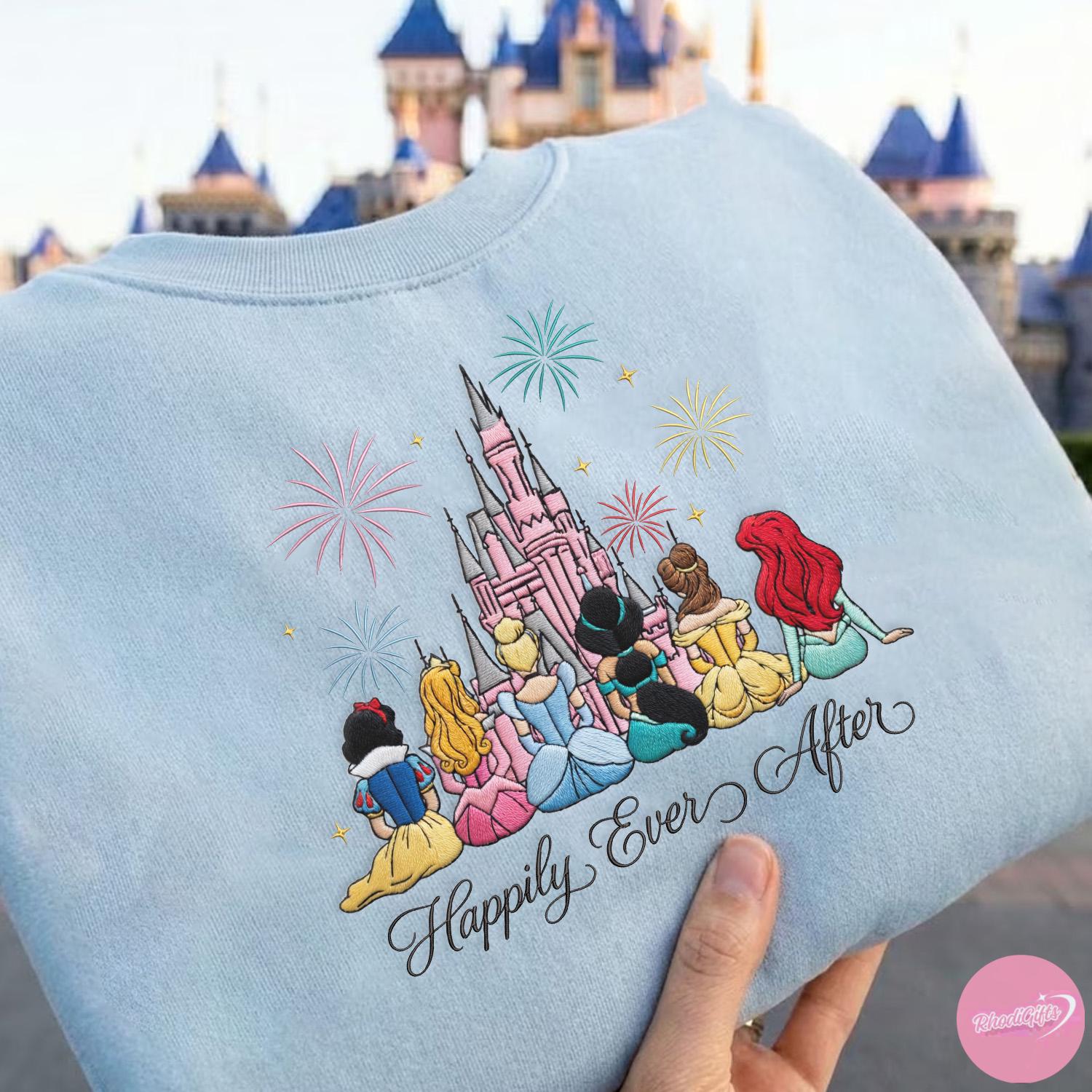 Embroidered Disney Princess Happily Ever After Sweatshirt Tshirt Or Hoodie – Magic Kingdom WDW Girls Trip Shirt Gift - photo 2