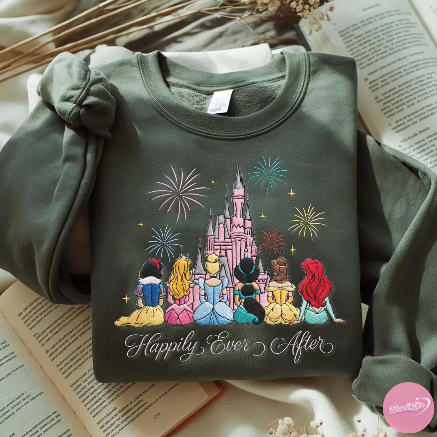 Embroidered Disney Princess Happily Ever After Sweatshirt Tshirt Or Hoodie – Magic Kingdom WDW Girls Trip Shirt Gift - photo 3
