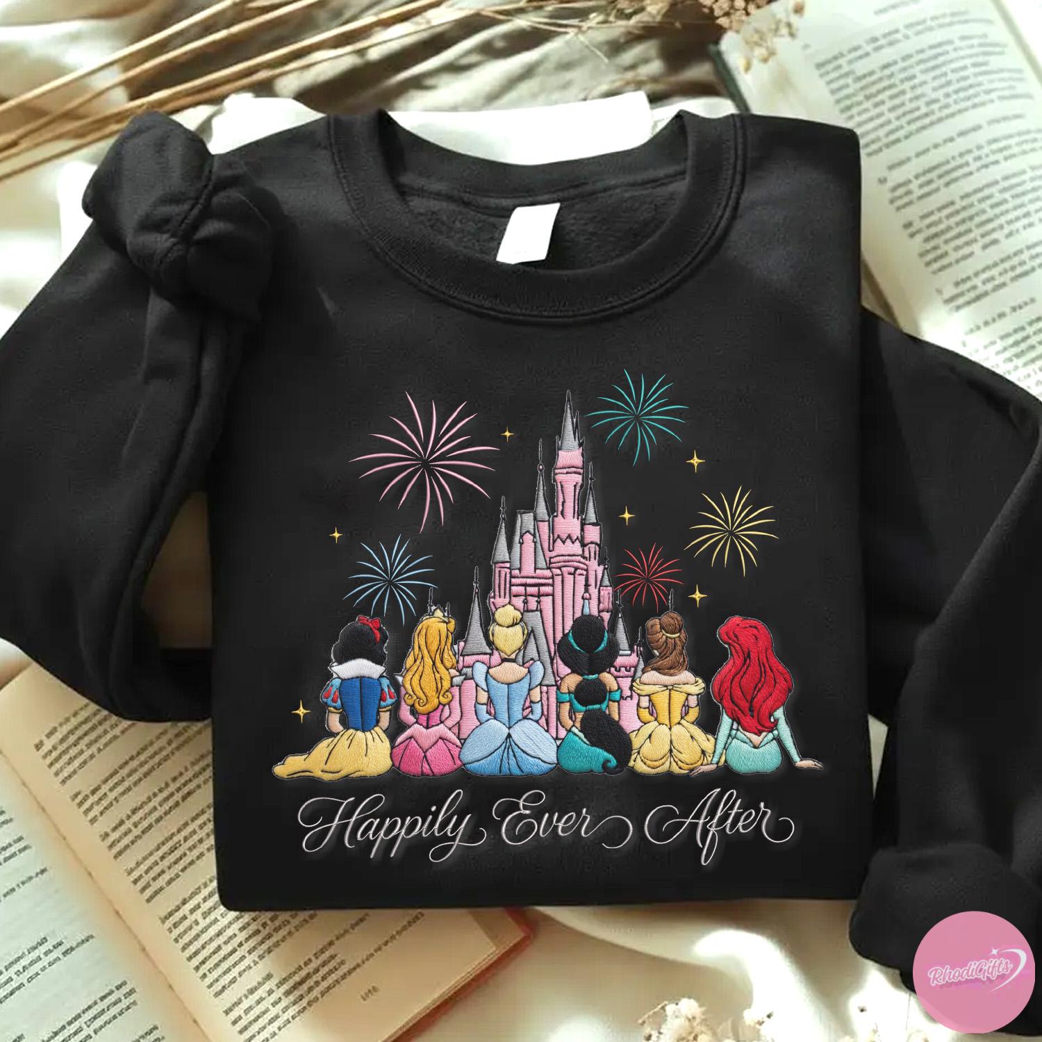 Embroidered Disney Princess Happily Ever After Sweatshirt Tshirt Or Hoodie – Magic Kingdom WDW Girls Trip Shirt Gift - photo 4