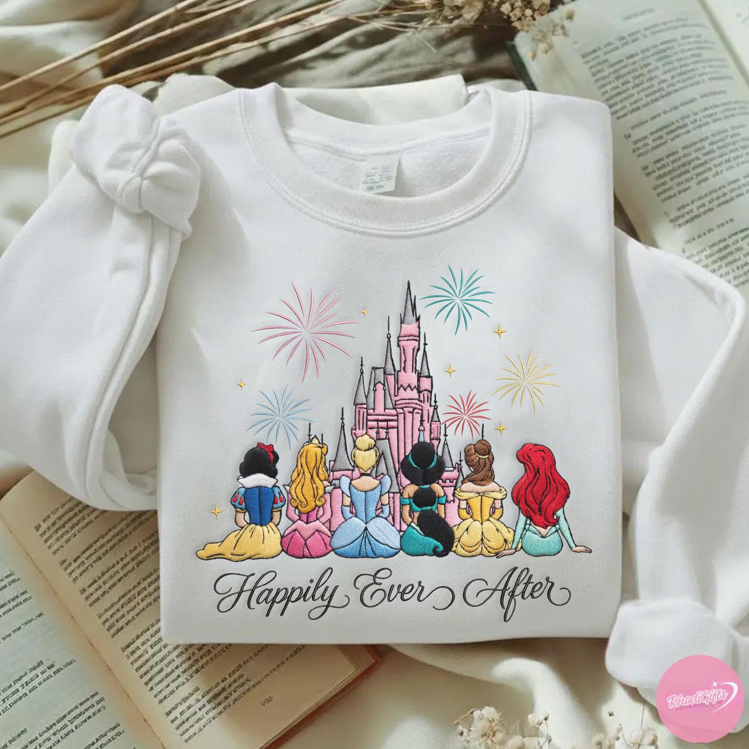 Embroidered Disney Princess Happily Ever After Sweatshirt Tshirt Or Hoodie – Magic Kingdom WDW Girls Trip Shirt Gift - photo 5