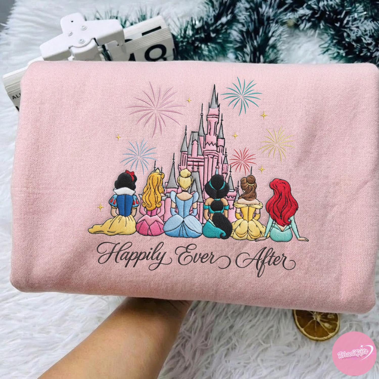 Embroidered Disney Princess Happily Ever After Sweatshirt Tshirt Or Hoodie – Magic Kingdom WDW Girls Trip Shirt Gift - photo 6