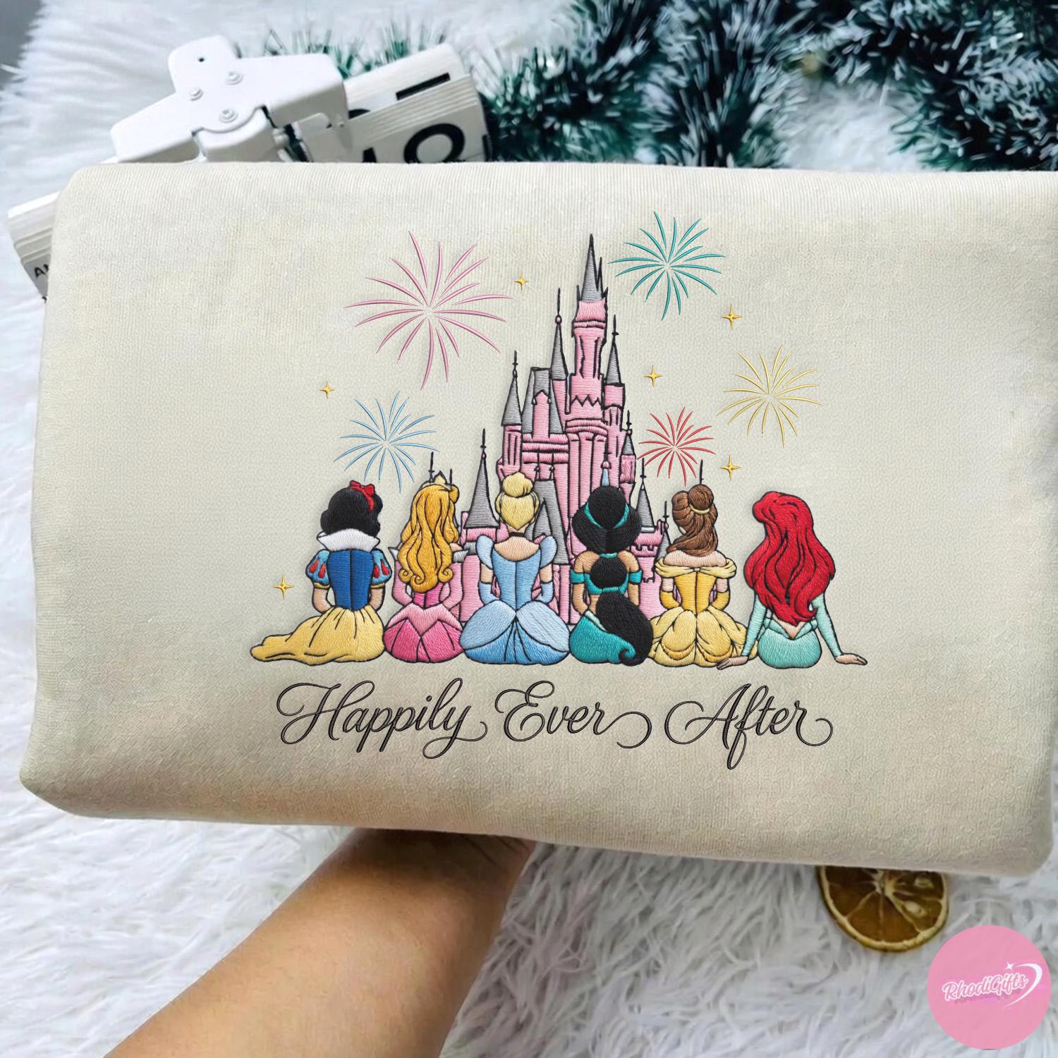 Embroidered Disney Princess Happily Ever After Sweatshirt Tshirt Or Hoodie – Magic Kingdom WDW Girls Trip Shirt Gift - photo 7